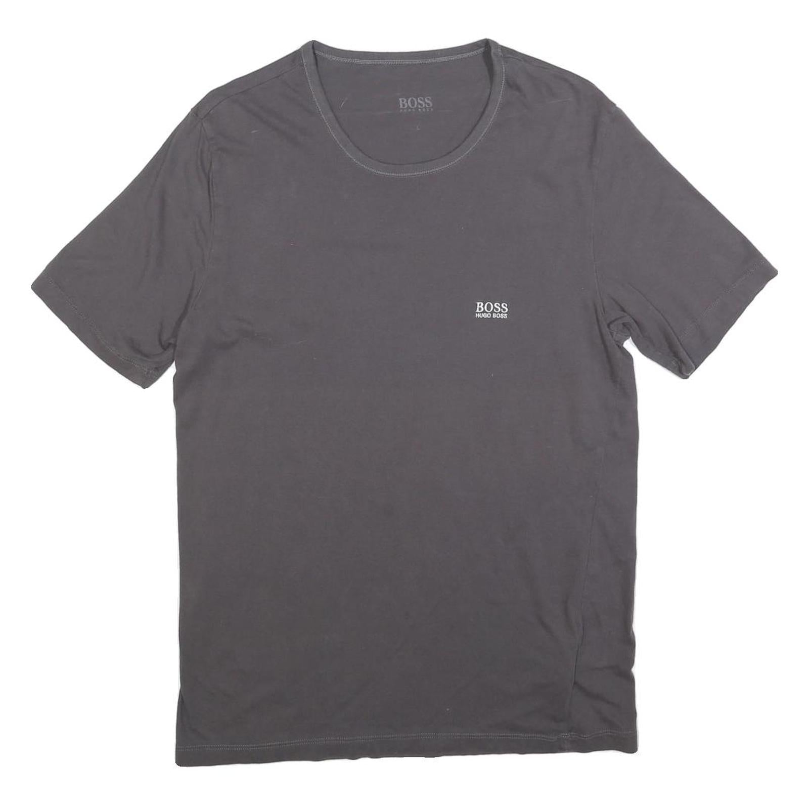 HUGO BOSS Mens Grey Cotton Blend T-Shirt L Short Sleeve Crew Neck Minimal Logo Refurbished - N/A refurbished available on Cerqular