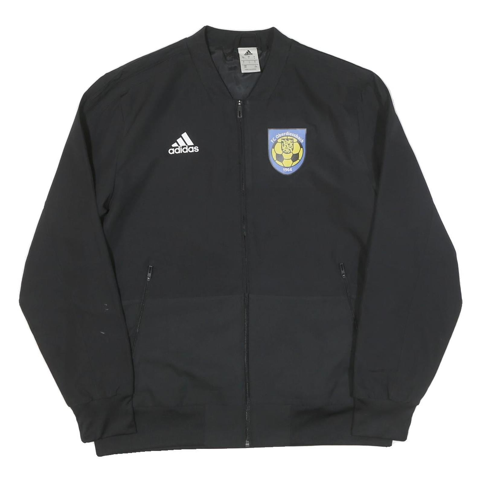 ADIDAS Mens Black FC Oberdiessbach Logo Zip Jacket L Polyester Blend Plain Refurbished - N/A refurbished available on Cerqular