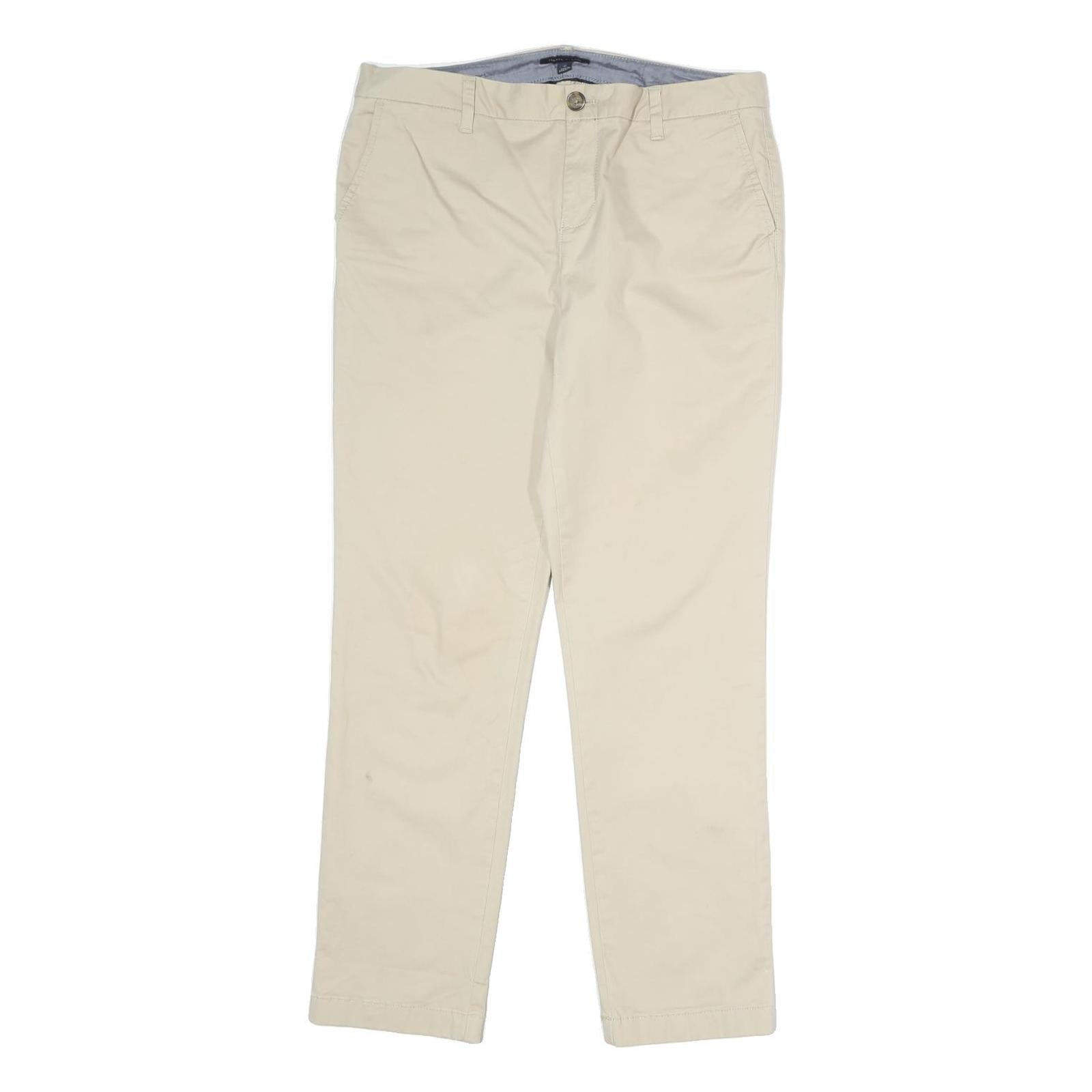 TOMMY HILFIGER Mens Cotton Beige Regular Straight Trousers W32 L29 Casual Smart Refurbished - N/A refurbished available on Cerqular