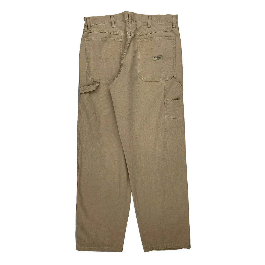 Wrangler Carpenter Trousers - 34W 32L Beige Cotton Refurbished - Thrifted (note: this is a term often used to describe second- refurbished available on Cerqular