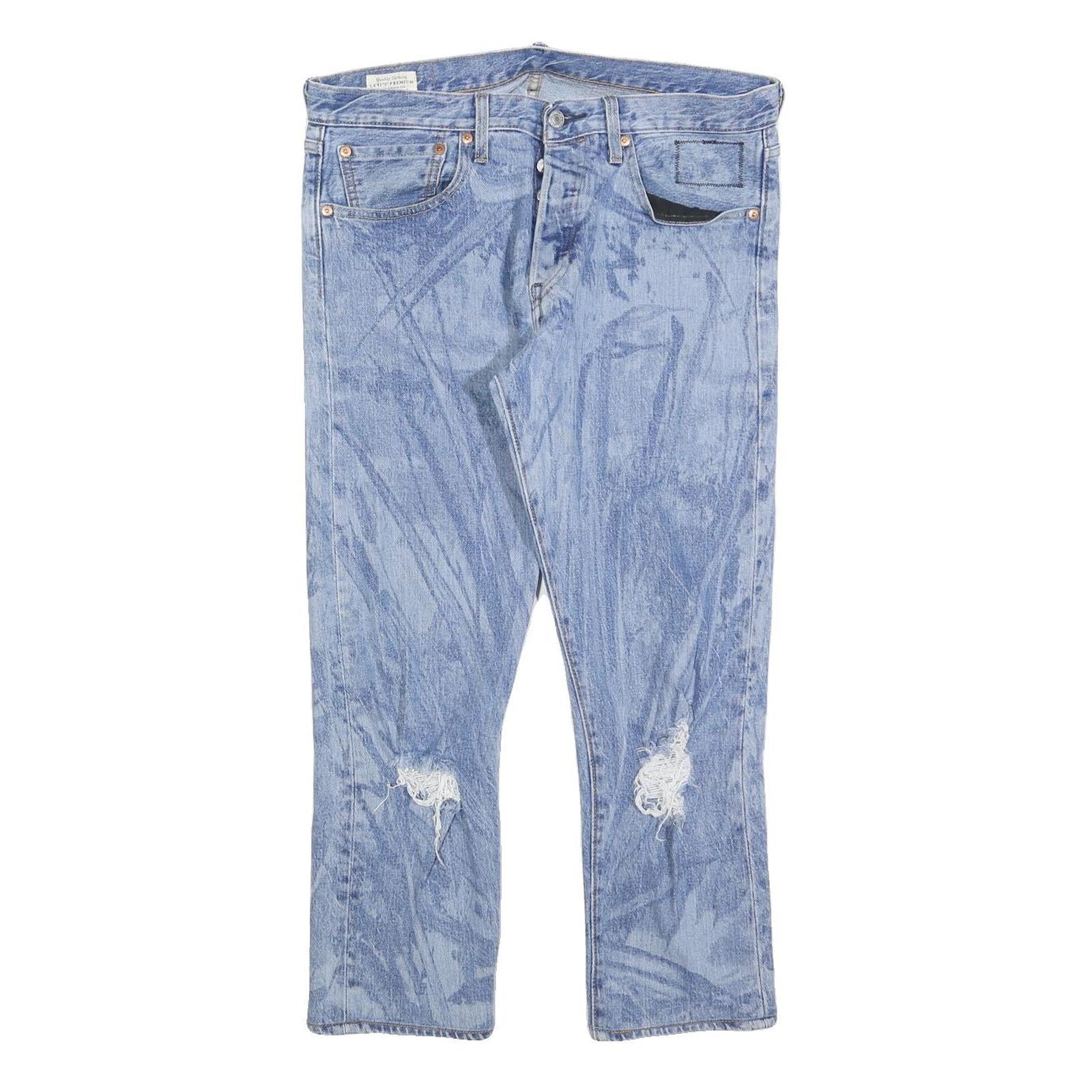 LEVI'S 501 ST BIG E Mens Jeans Blue Regular Straight Denim Light W32 L26 Button Refurbished - N/A refurbished available on Cerqular