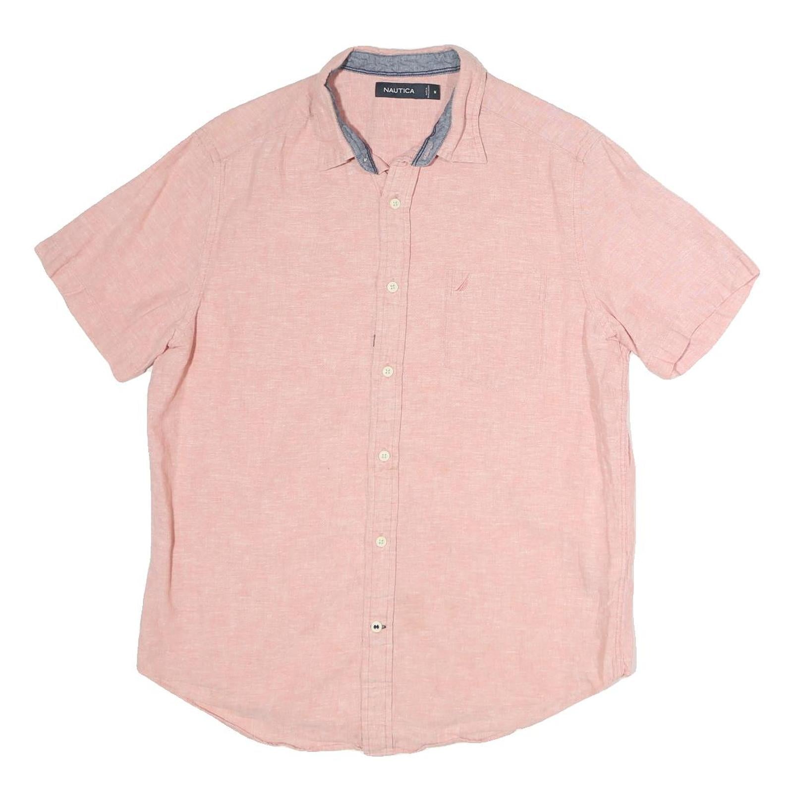 NAUTICA Mens Pink Short Sleeve Cotton Shirt M Casual Summer Button Down Refurbished - N/A refurbished available on Cerqular