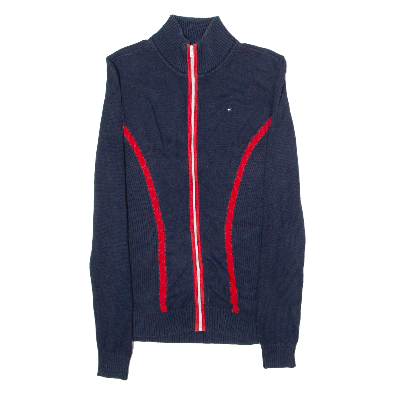 TOMMY HILFIGER Mens Patterned Jumper Blue Striped High Neck Tight Knit XXS Refurbished - N/A refurbished available on Cerqular