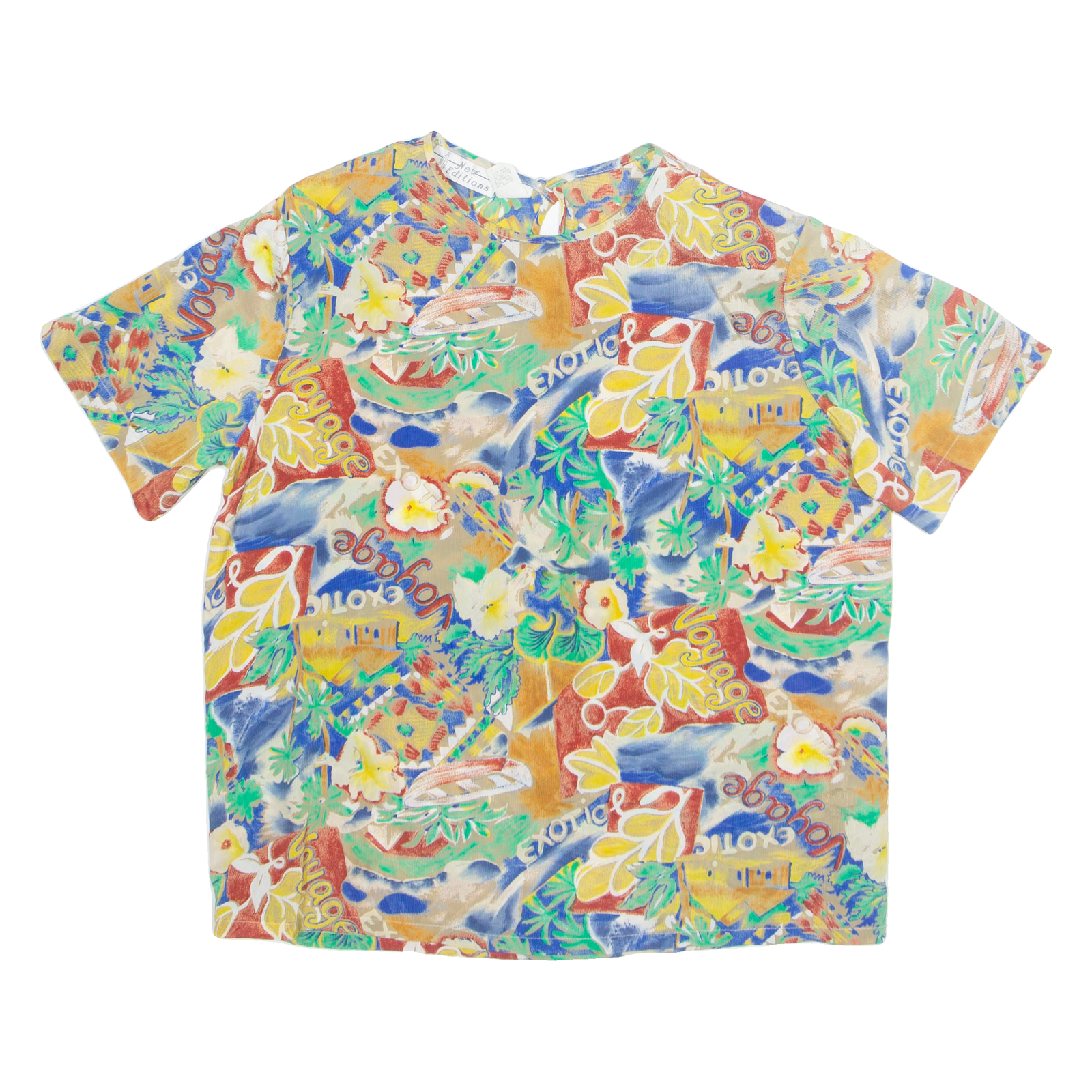 NEW EDITIONS Womens Printed Top Blue Crazy Pattern M Refurbished - N/A refurbished available on Cerqular