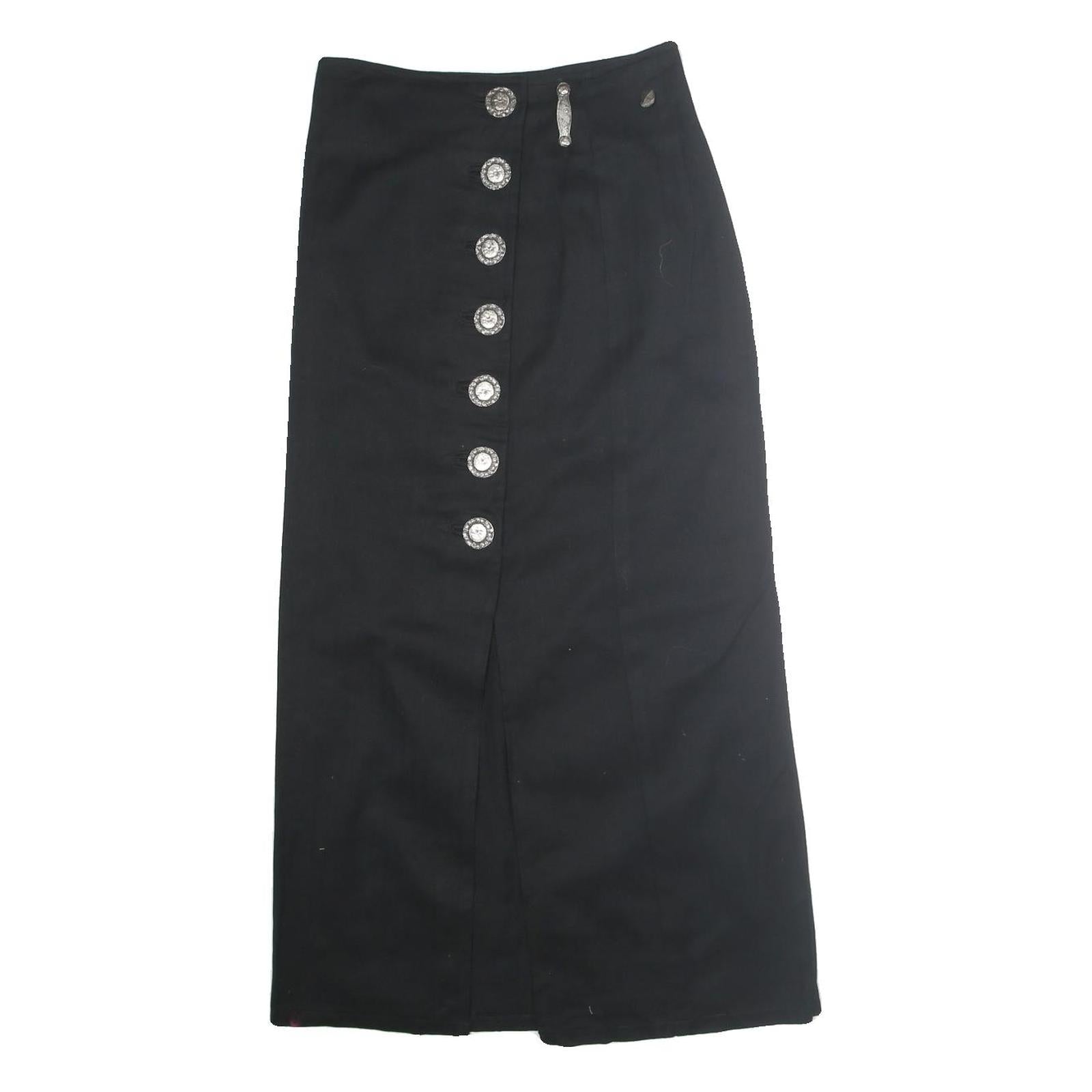STOCKERPOINT Womens Black Polyester Straight Long Skirt Size M Button Detail Refurbished - N/A refurbished available on Cerqular