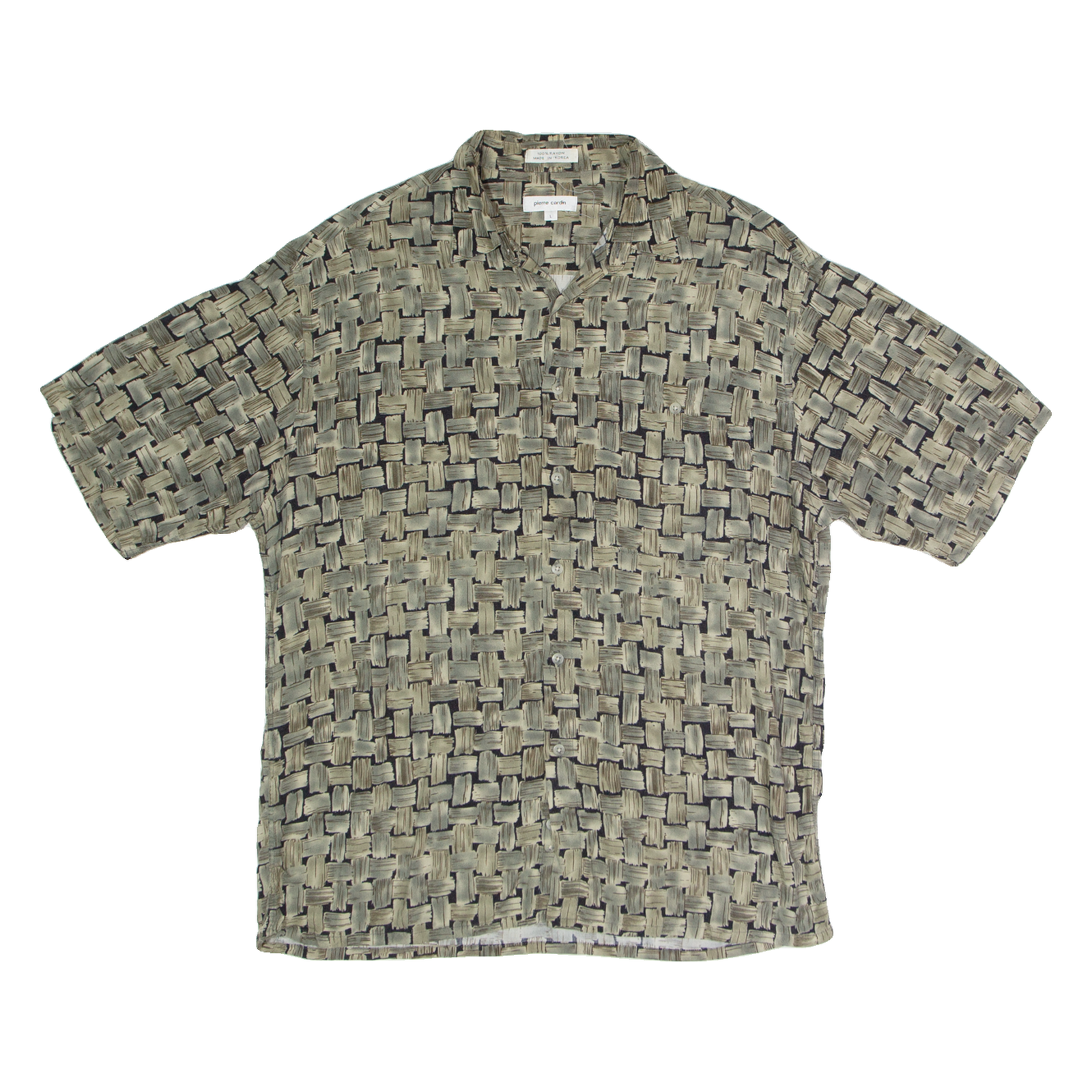 PIERRE CARDIN Mens Shirt Green Crazy Pattern L Refurbished - N/A refurbished available on Cerqular