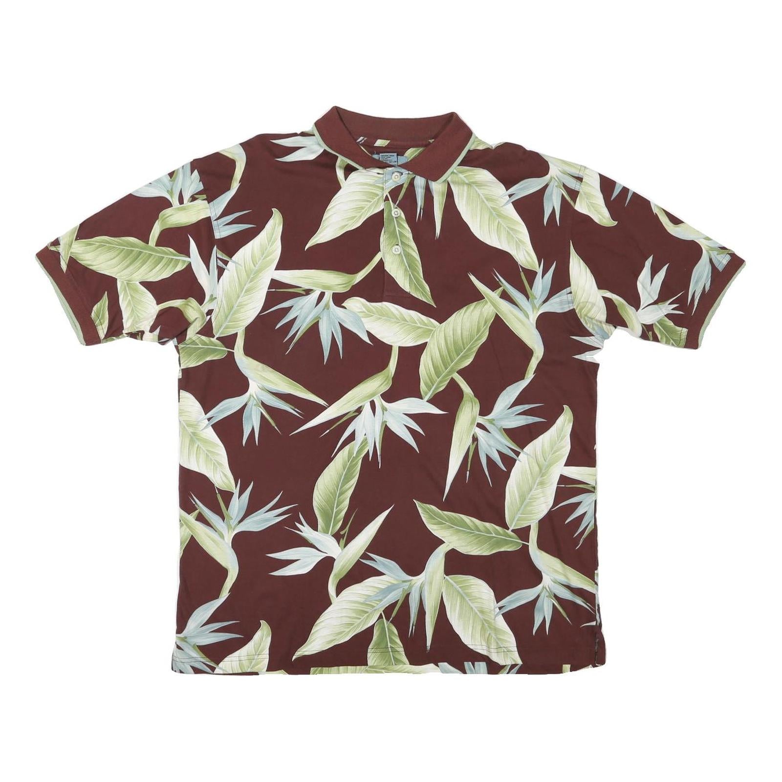 KAYLUA BAY Womens Maroon & Green Floral Short Sleeve Polo Shirt L Cotton Blend Refurbished - N/A refurbished available on Cerqular