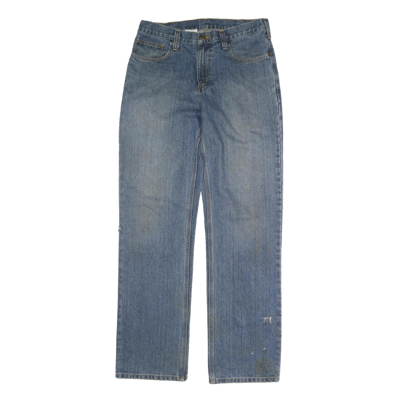CARHARTT Mens Jeans Blue Regular Straight Denim Medium W34 L34 Button Cotton Refurbished - N/A refurbished available on Cerqular