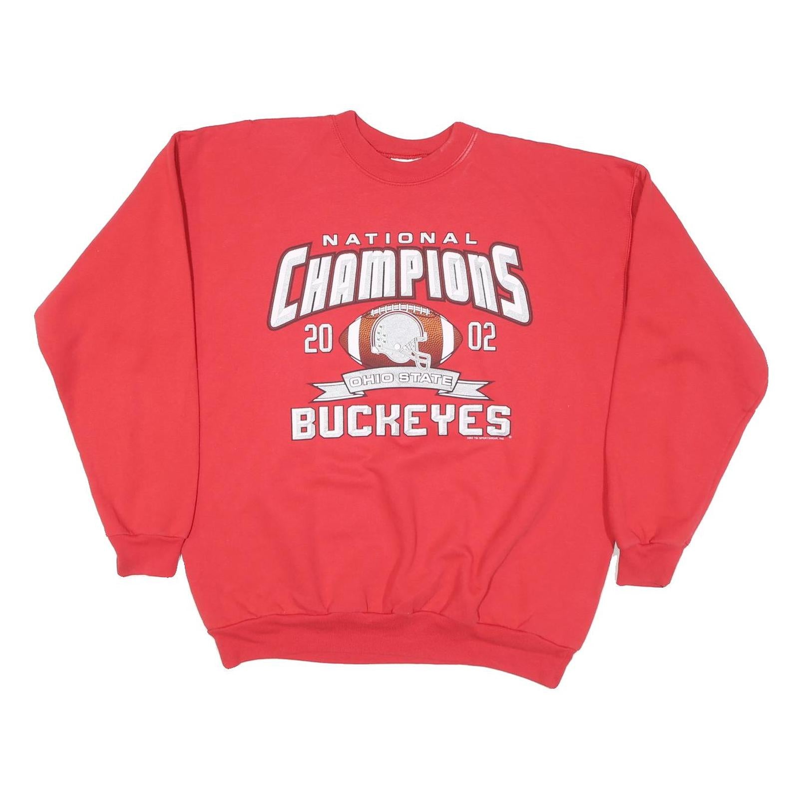 HANES Mens Red National Champions Ohio State Buckeyes Crew Neck L Sweatshirt Refurbished - N/A refurbished available on Cerqular