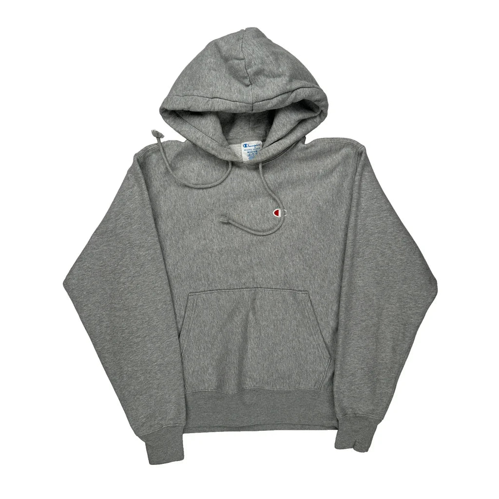 Reverse Weave Champion Hoodie - Medium Grey Cotton Refurbished - Thrifted (note: this is a term often used to describe second- refurbished available on Cerqular
