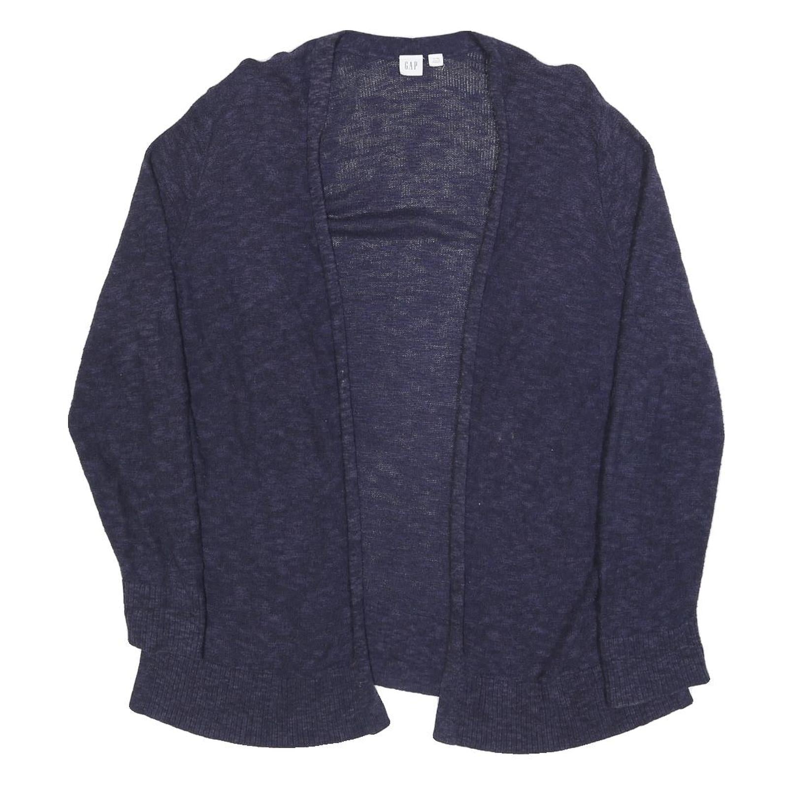 GAP Womens Navy Blue Plain Open Front Plain Crew Neck Knit XL Cotton Blend Refurbished - N/A refurbished available on Cerqular