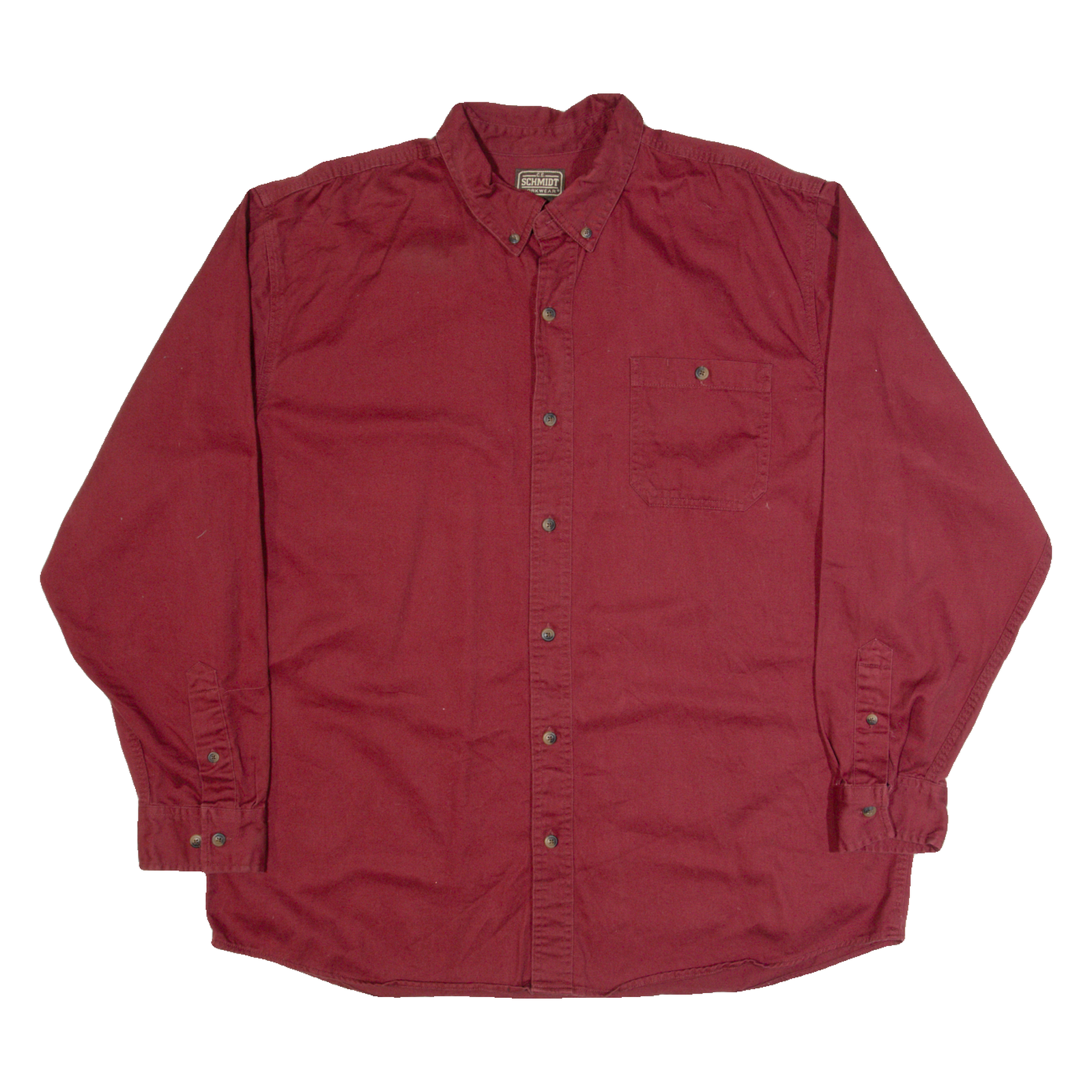 SCHMIDT WORKWEAR Mens Worker Shirt Maroon Long Sleeve XL Refurbished - N/A refurbished available on Cerqular