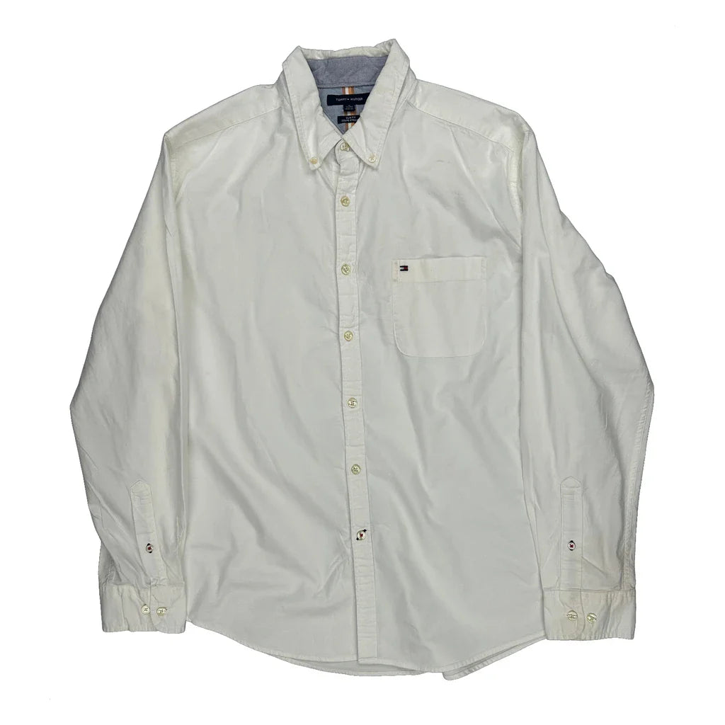 Tommy Hilfiger Slim Fit Shirt - XL White Cotton Refurbished - Thrifted (note: this is a term often used to describe second- refurbished available on Cerqular