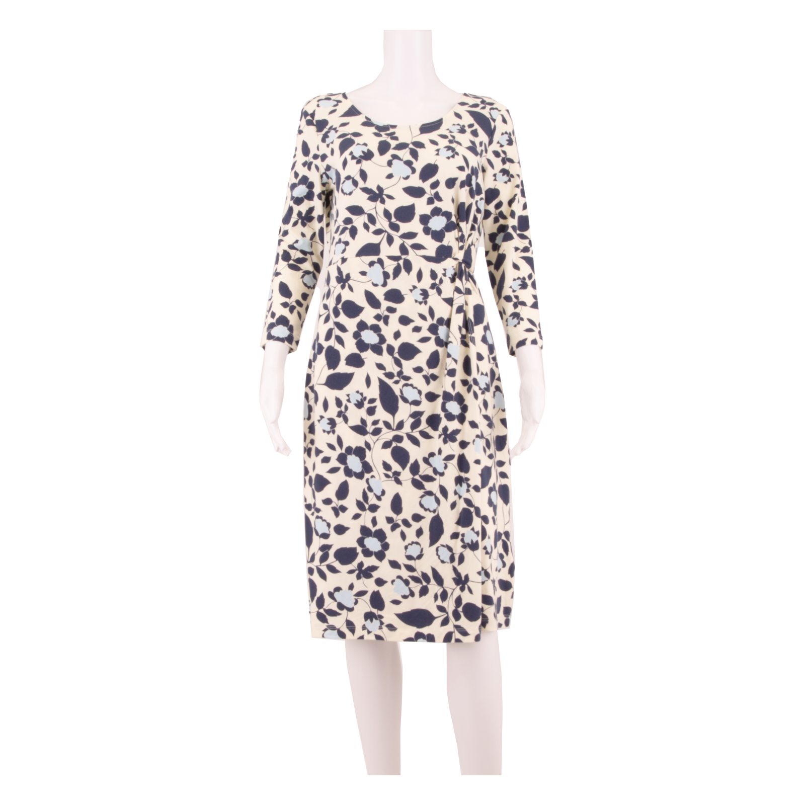 LANDS END Womens Day Dress Cream Floral Knee Length XS Refurbished - N/A refurbished available on Cerqular