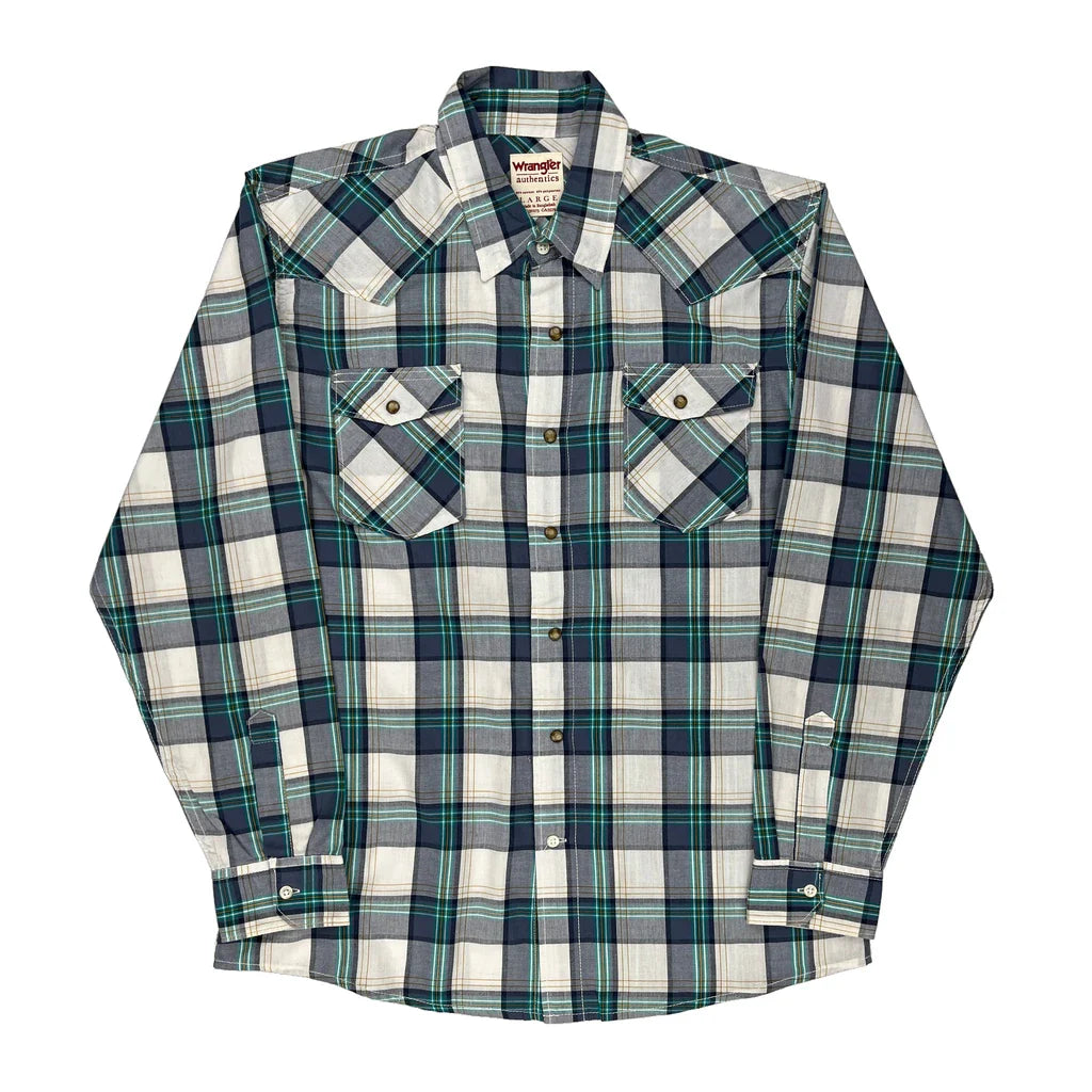 Wrangler Checked Shirt - Large Green Cotton Blend Refurbished - Thrifted (note: this is a term often used to describe second- refurbished available on Cerqular