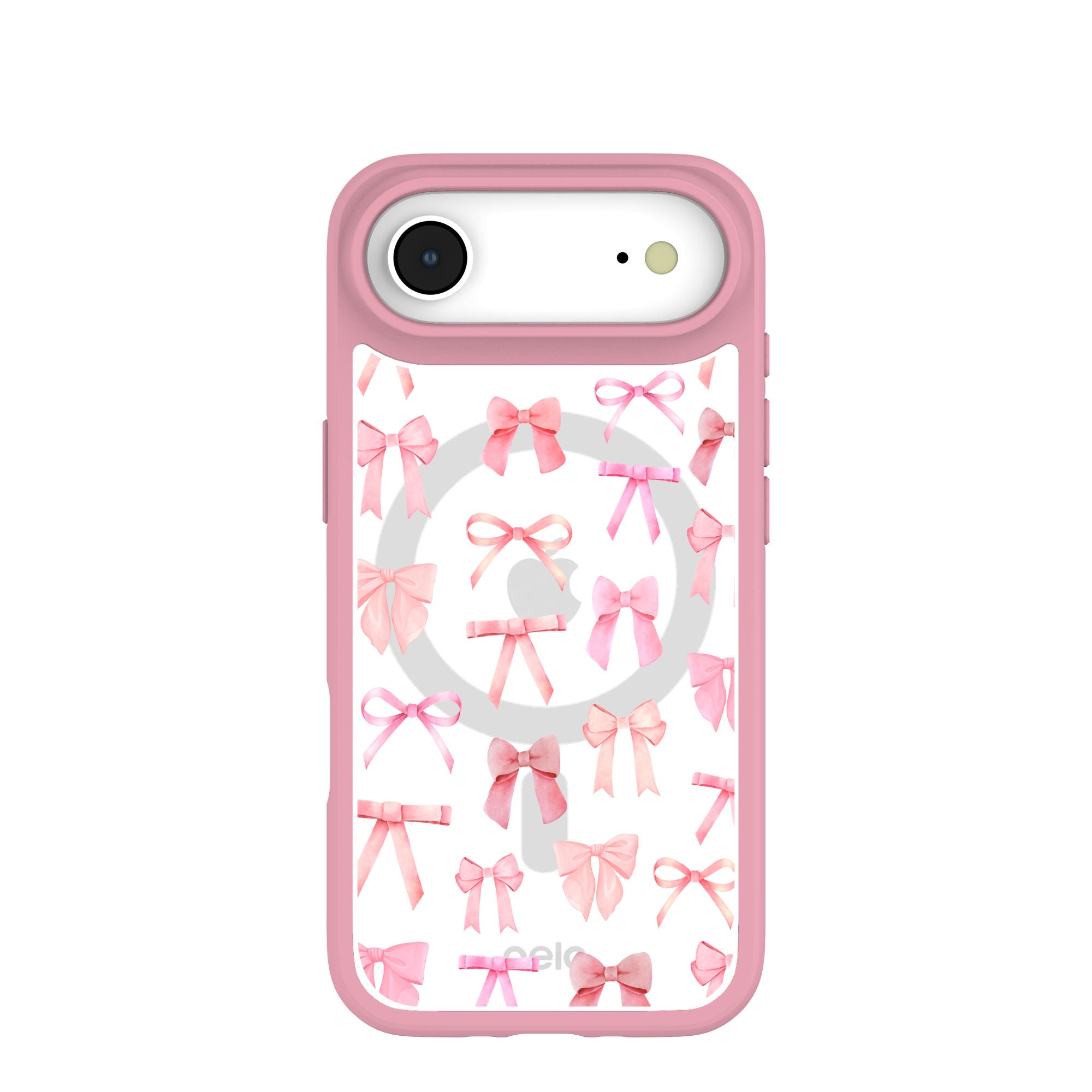 Clear Rosy Bows iPhone Air Case With Petal Pink Ridge (MagSafe included) Refurbished - Pela Case refurbished available on Cerqular