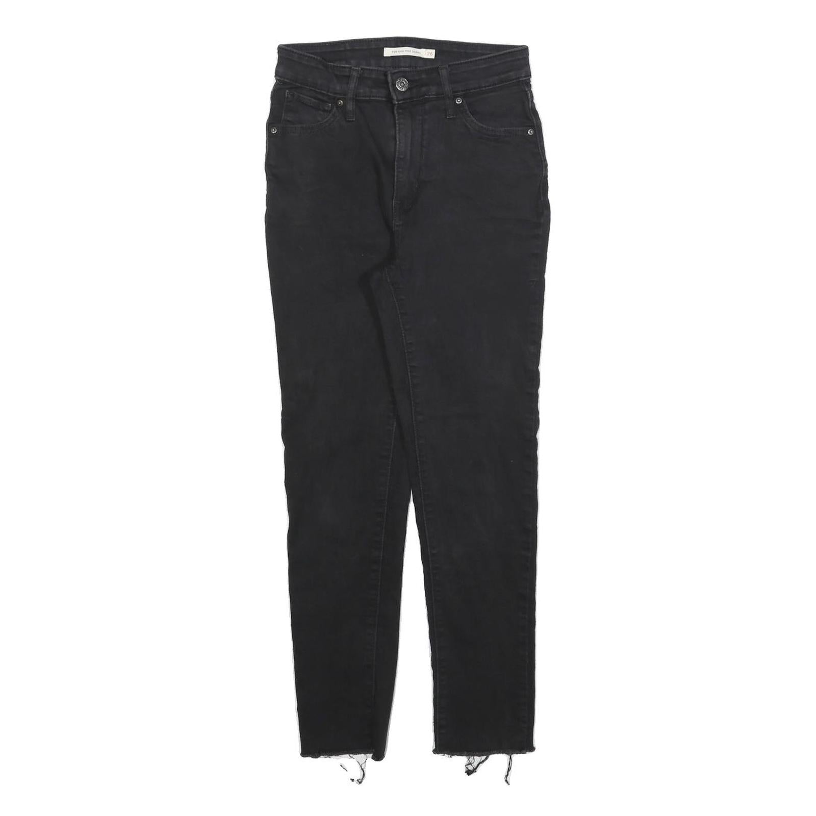 LEVI'S 721 Womens Jeans Black Slim Skinny Denim W26 L26 Raw Hem Zip Refurbished - N/A refurbished available on Cerqular