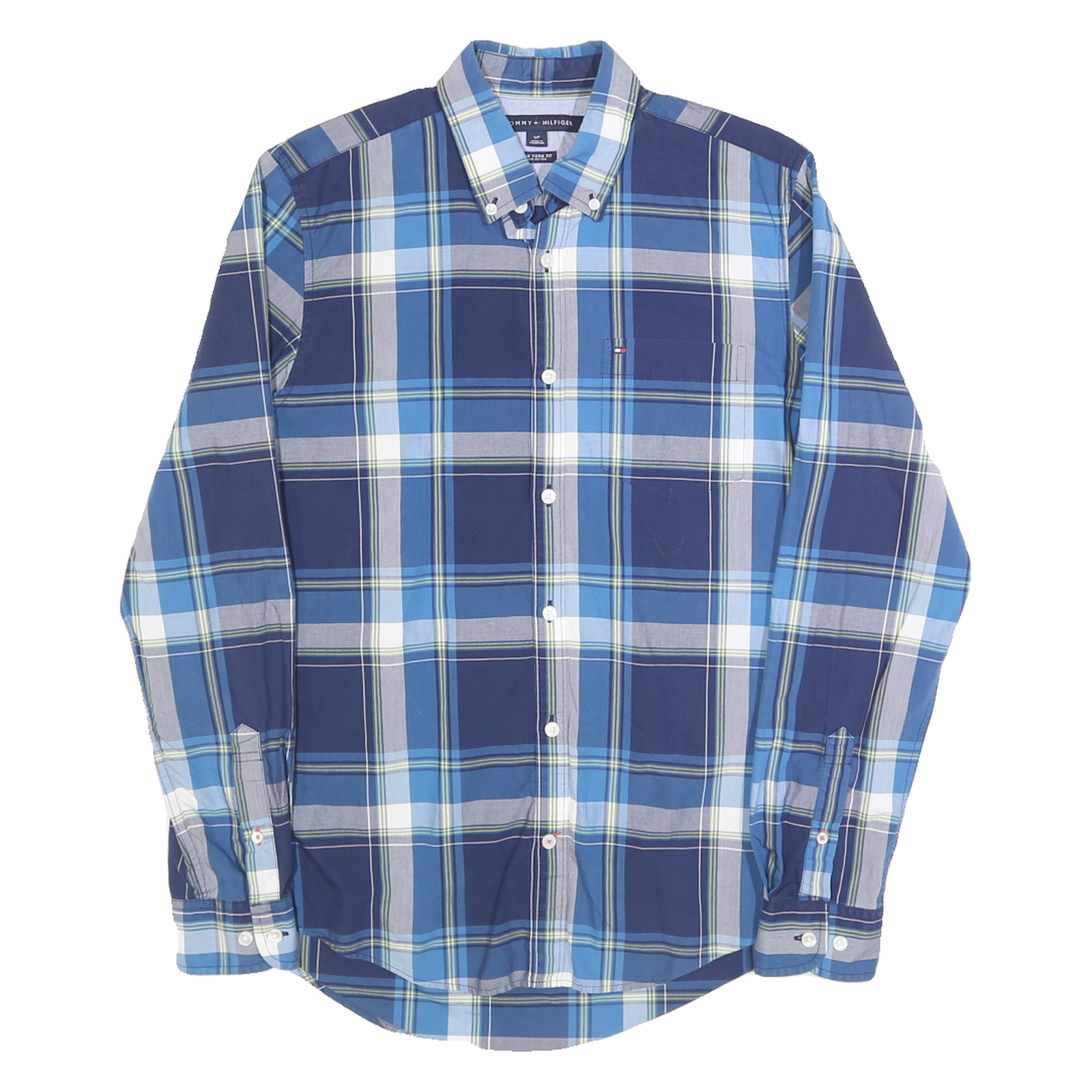 TOMMY HILFIGER Mens Blue Check Shirt S Classic Cotton Button Down Casual Refurbished - N/A refurbished available on Cerqular