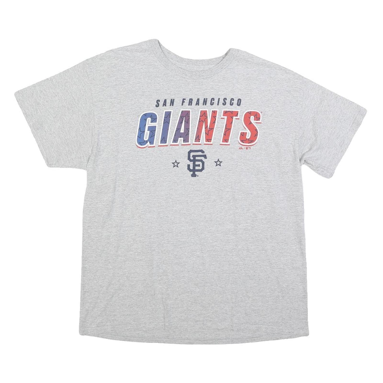 MAJESTIC Mens Grey San Francisco Giants Graphic T-Shirt L Short Sleeve Crew Neck Refurbished - N/A refurbished available on Cerqular