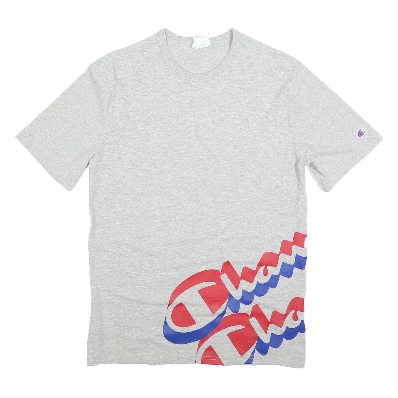 CHAMPION Mens Grey L Cotton Blend Graphic T-Shirt Short Sleeve Crew Neck Refurbished - N/A refurbished available on Cerqular