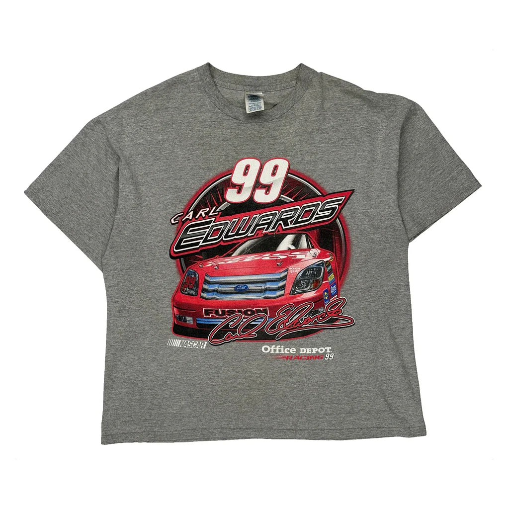 Carl Edwards Nascar Nascar T-Shirt - XL Grey Cotton Blend Refurbished - Thrifted (note: this is a term often used to describe second- refurbished available on Cerqular