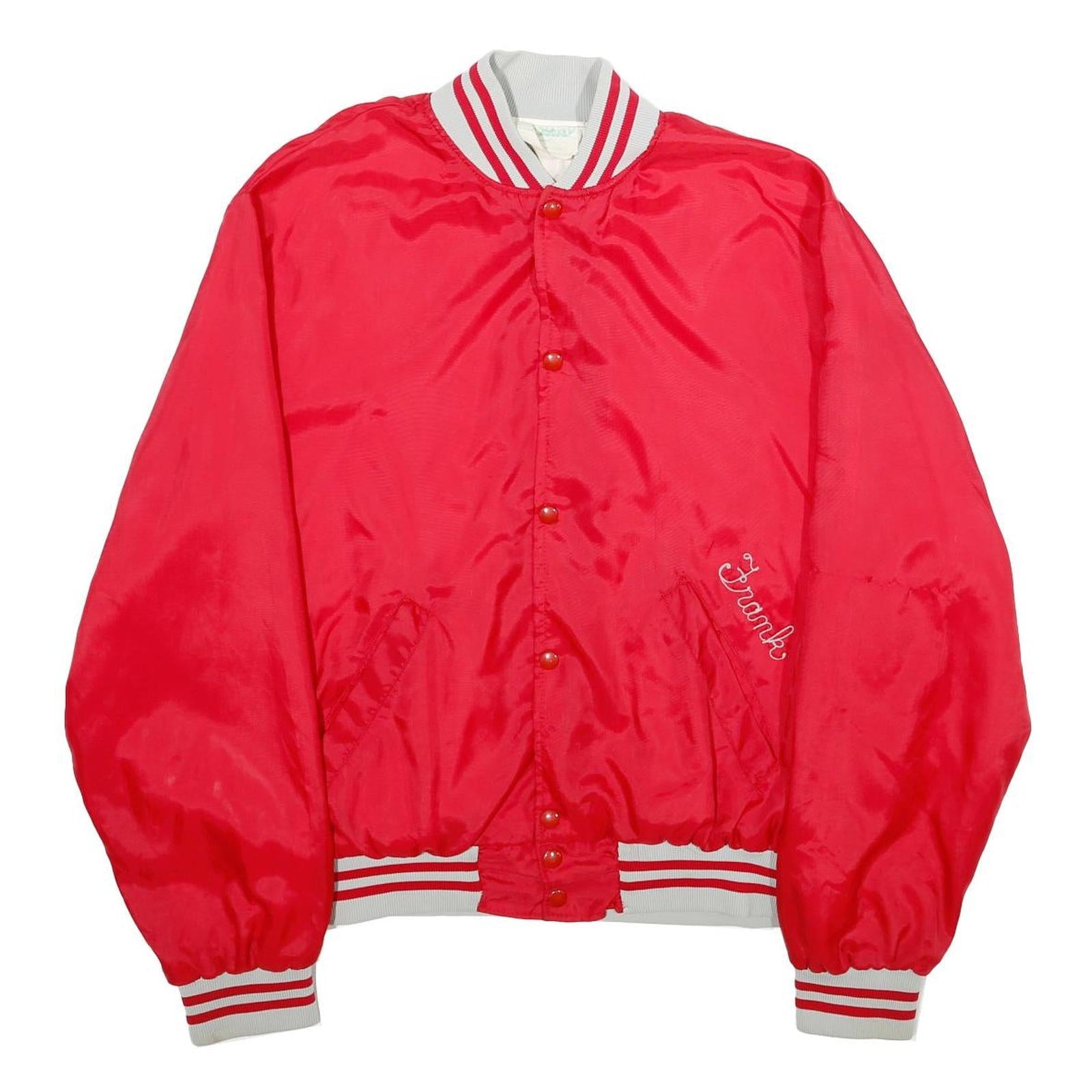 HOLLOWAY Mens Red & White Varsity Jacket XL Nylon Button Bomber Classic Casual Refurbished - N/A refurbished available on Cerqular