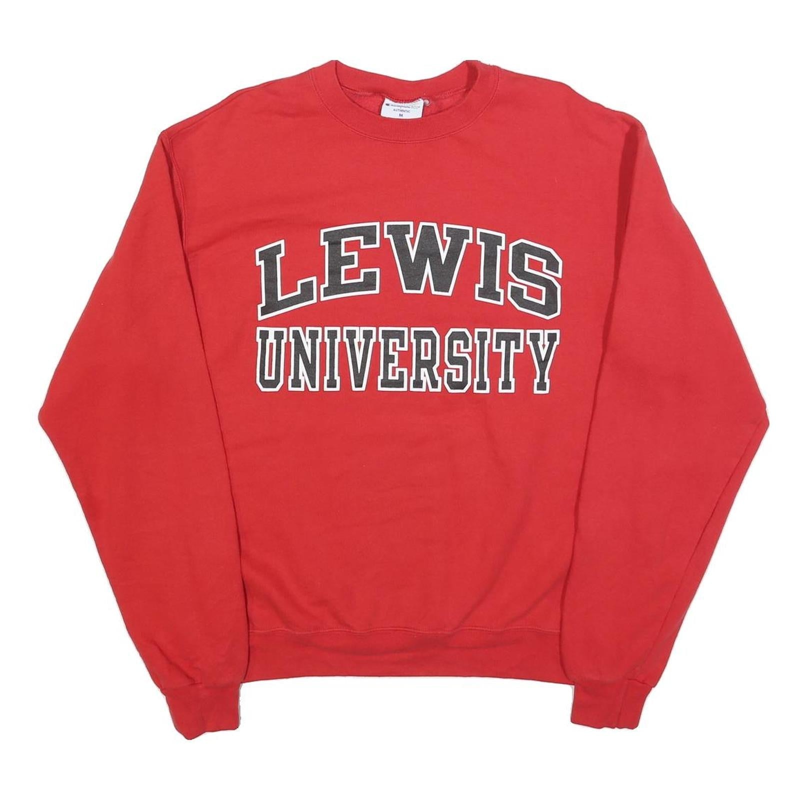 CHAMPION Mens Red Lewis University Crew Neck M Cotton Blend Sweatshirt Refurbished - N/A refurbished available on Cerqular