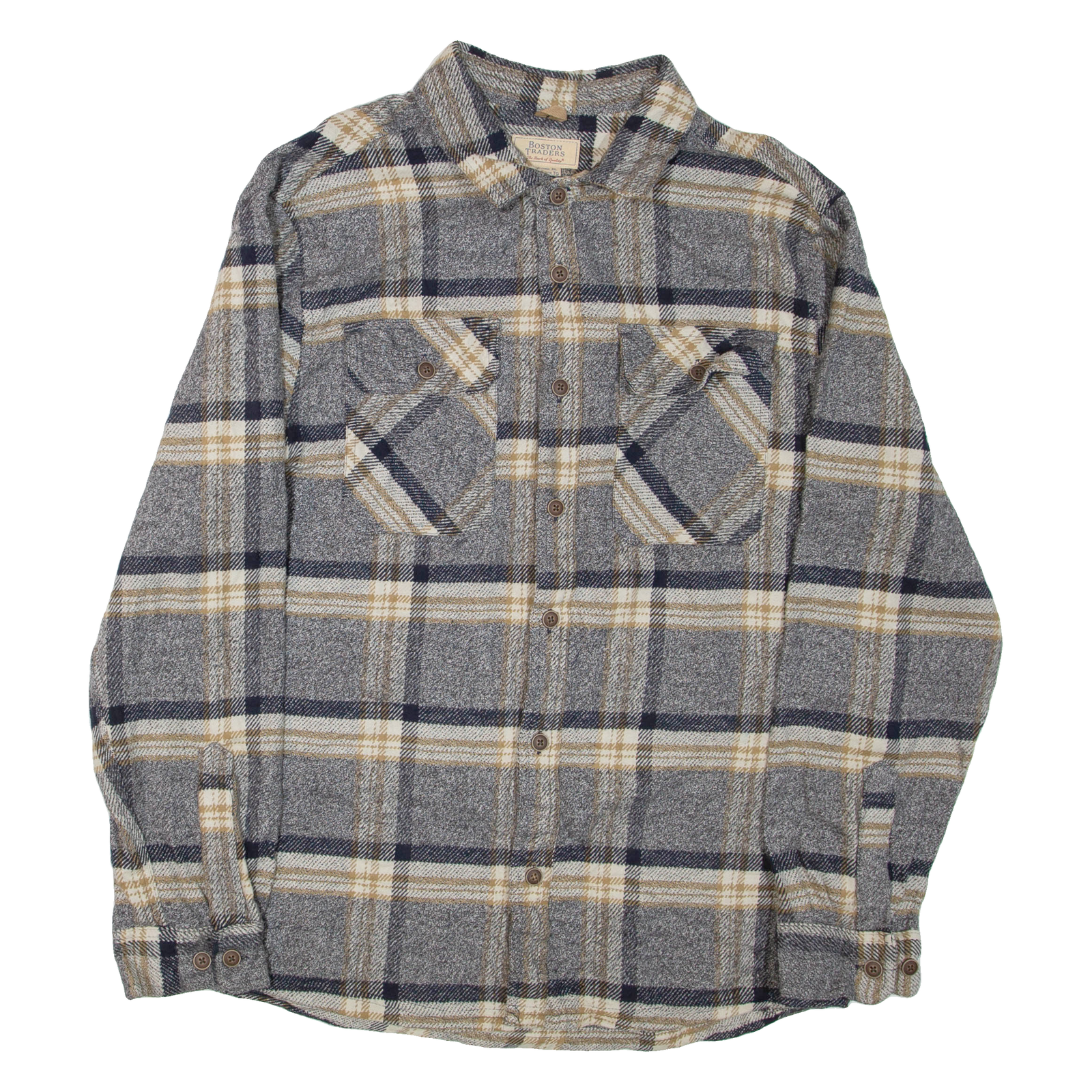 BOSTON TRADERS Mens Shirt Grey Check Long Sleeve XL Refurbished - N/A refurbished available on Cerqular