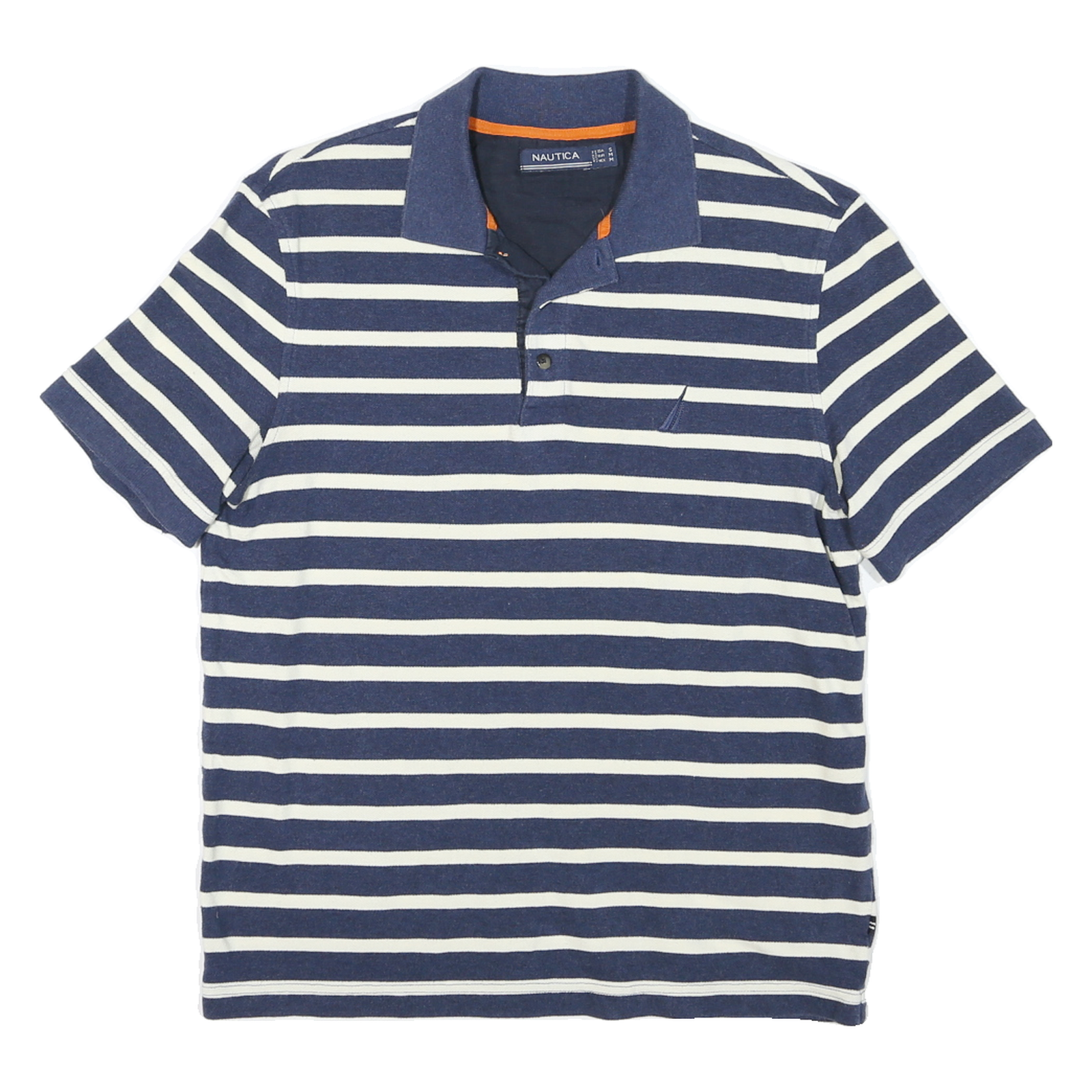 NAUTICA Mens Blue & White Striped Short Sleeve Polo Shirt M Cotton Casual Refurbished - N/A refurbished available on Cerqular