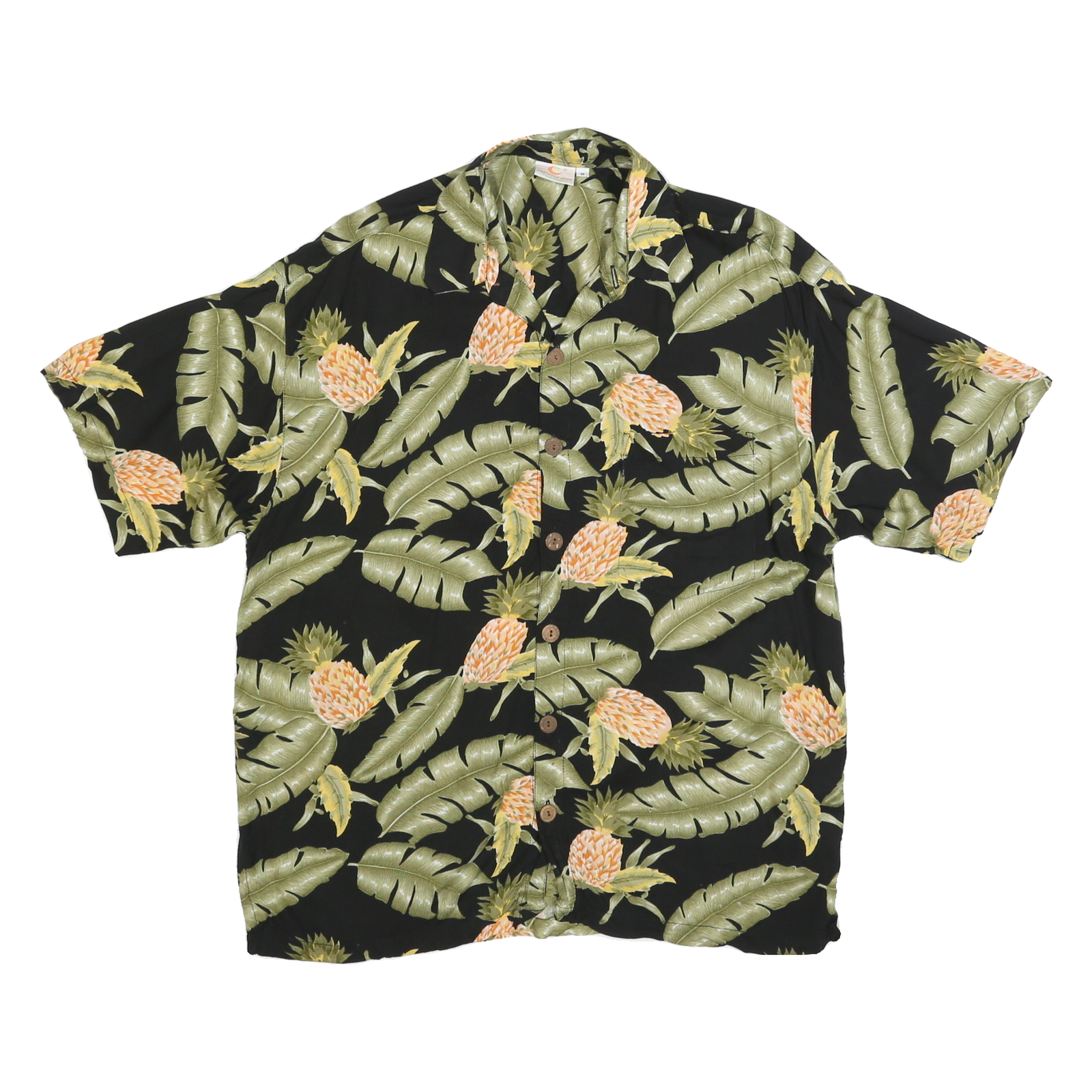 PINEAPPLE MOON Mens Black & Green Tropical Print Shirt M Casual Holiday Style Refurbished - N/A refurbished available on Cerqular