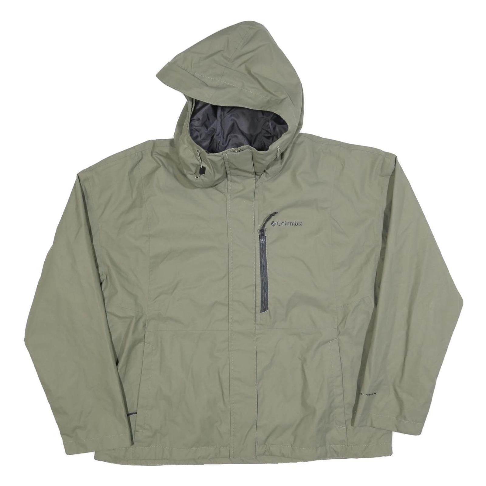 COLUMBIA Womens Green Outdoor Jacket XL Polyester Blend Plain Hooded Zip Refurbished - N/A refurbished available on Cerqular