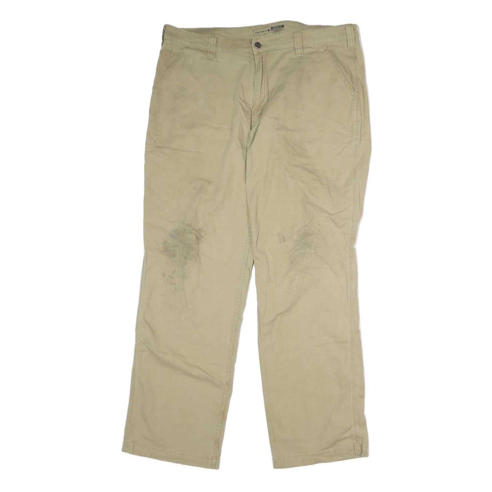 CARHARTT Mens Relaxed Beige Cotton Blend Workwear Trousers W40 L34 Durable Zip Refurbished - N/A refurbished available on Cerqular