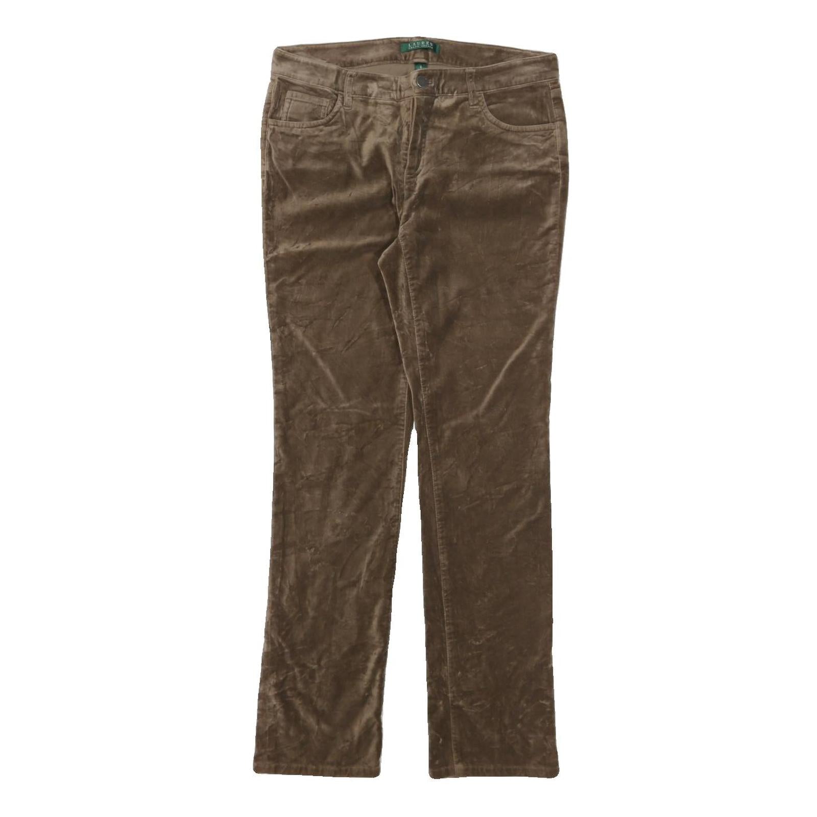 LAUREN RALPH LAUREN Womens Cotton Blend Brown Slim Straight Trousers W30 L30 Refurbished - N/A refurbished available on Cerqular