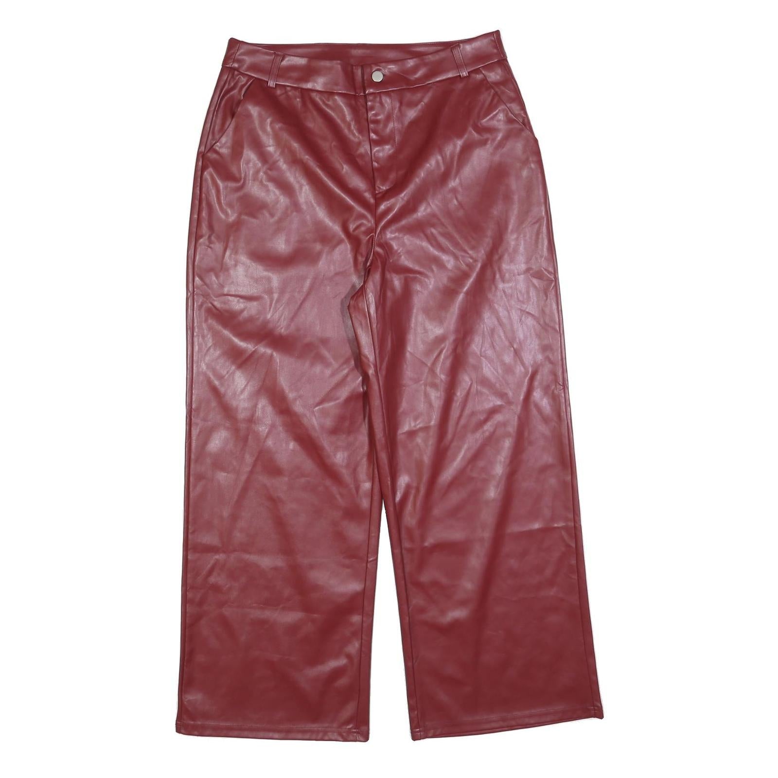 YOZY Womens Red Relaxed Wide-Leg Polyester Trousers W34 L28 Soft Comfort Zip Refurbished - N/A refurbished available on Cerqular