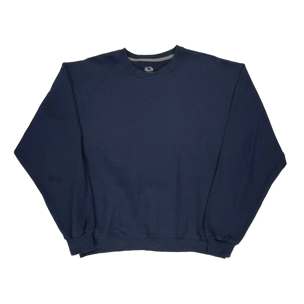 Fruit Of The Loom Sweatshirt - XL Navy Cotton Refurbished - Thrifted (note: this is a term often used to describe second- refurbished available on Cerqular