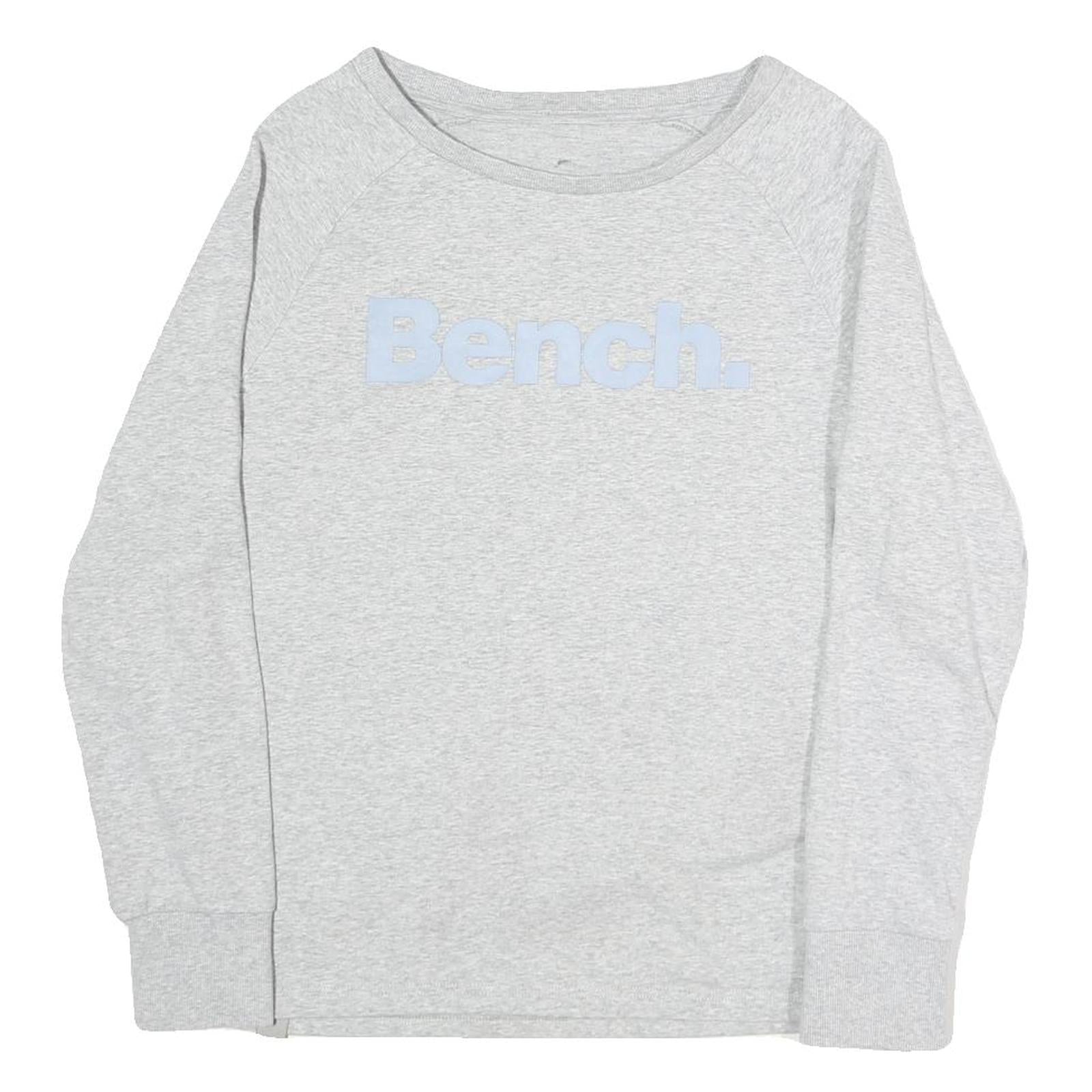 BENCH Womens Grey Cotton Blend Crew Neck Sweatshirt L Logo Light Weight Casual Refurbished - N/A refurbished available on Cerqular