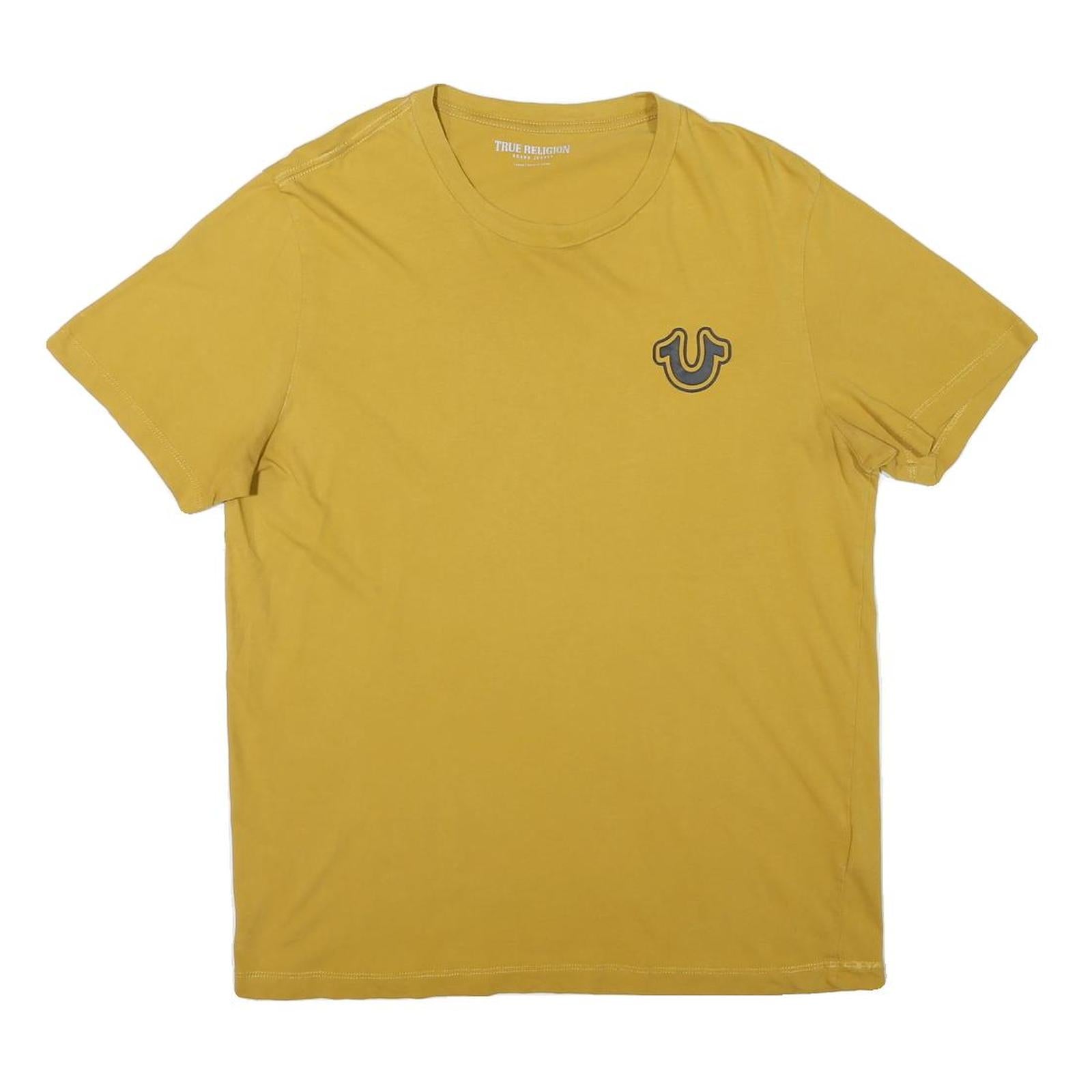 TRUE RELIGION Mens Yellow Graphic T-Shirt L Short Sleeve Crew Neck Refurbished - N/A refurbished available on Cerqular