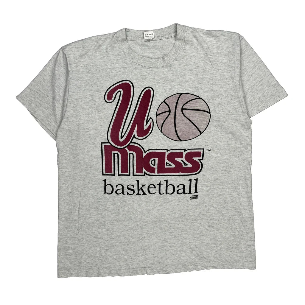 Umass Basketball Fruit Of The Loom Single Stitch T-Shirt - XL Grey Cotton Refurbished - Thrifted (note: this is a term often used to describe second- refurbished available on Cerqular