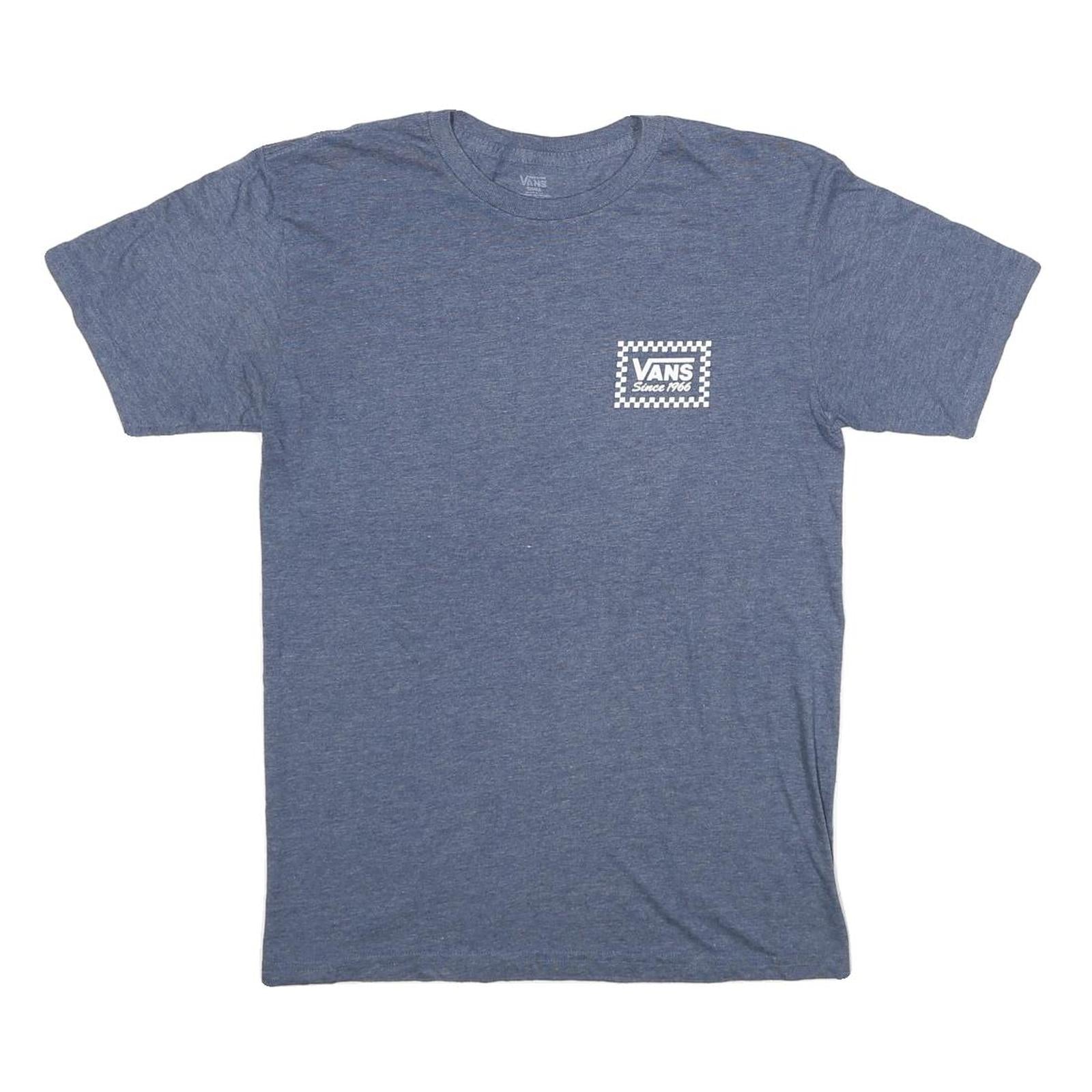 VANS Mens Blue Graphic T-Shirt S Short Sleeve Crew Neck Checkerboard Logo Refurbished - N/A refurbished available on Cerqular