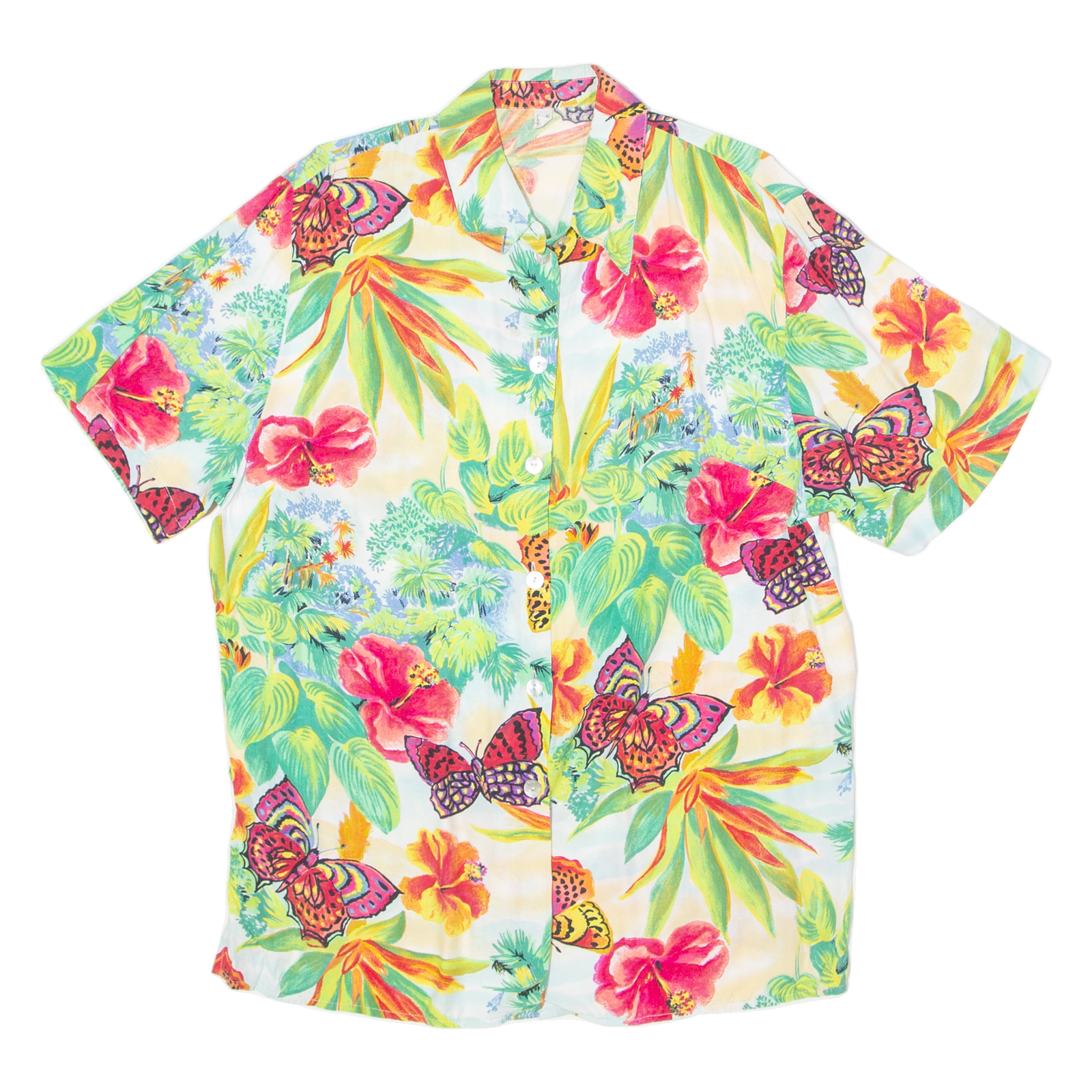 Womens Shirt Green Viscose 90s Floral UK 16 Refurbished - N/A refurbished available on Cerqular