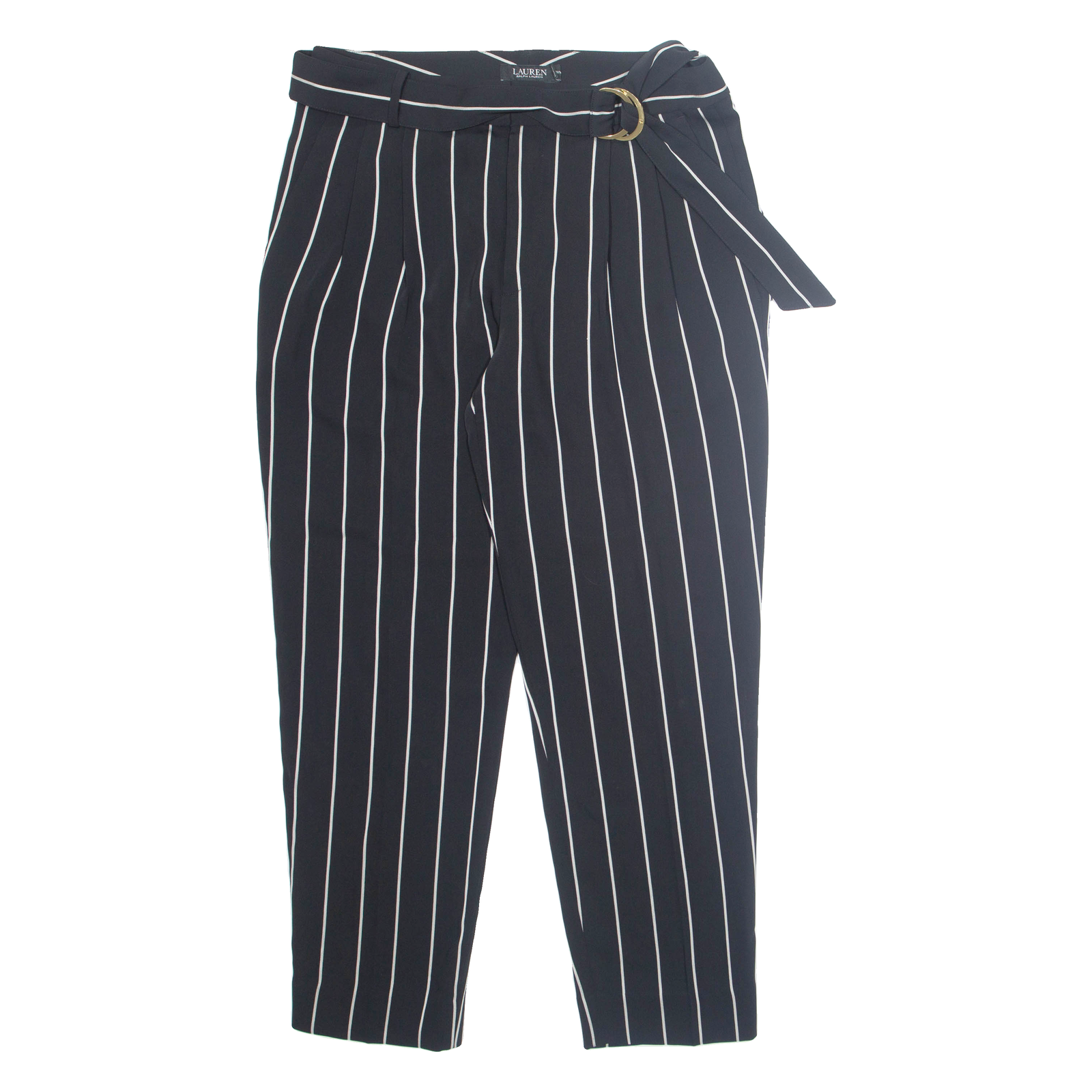 RALPH LAUREN Workwear Belted Striped Womens Trousers Black Straight W32 L27 Refurbished - N/A refurbished available on Cerqular
