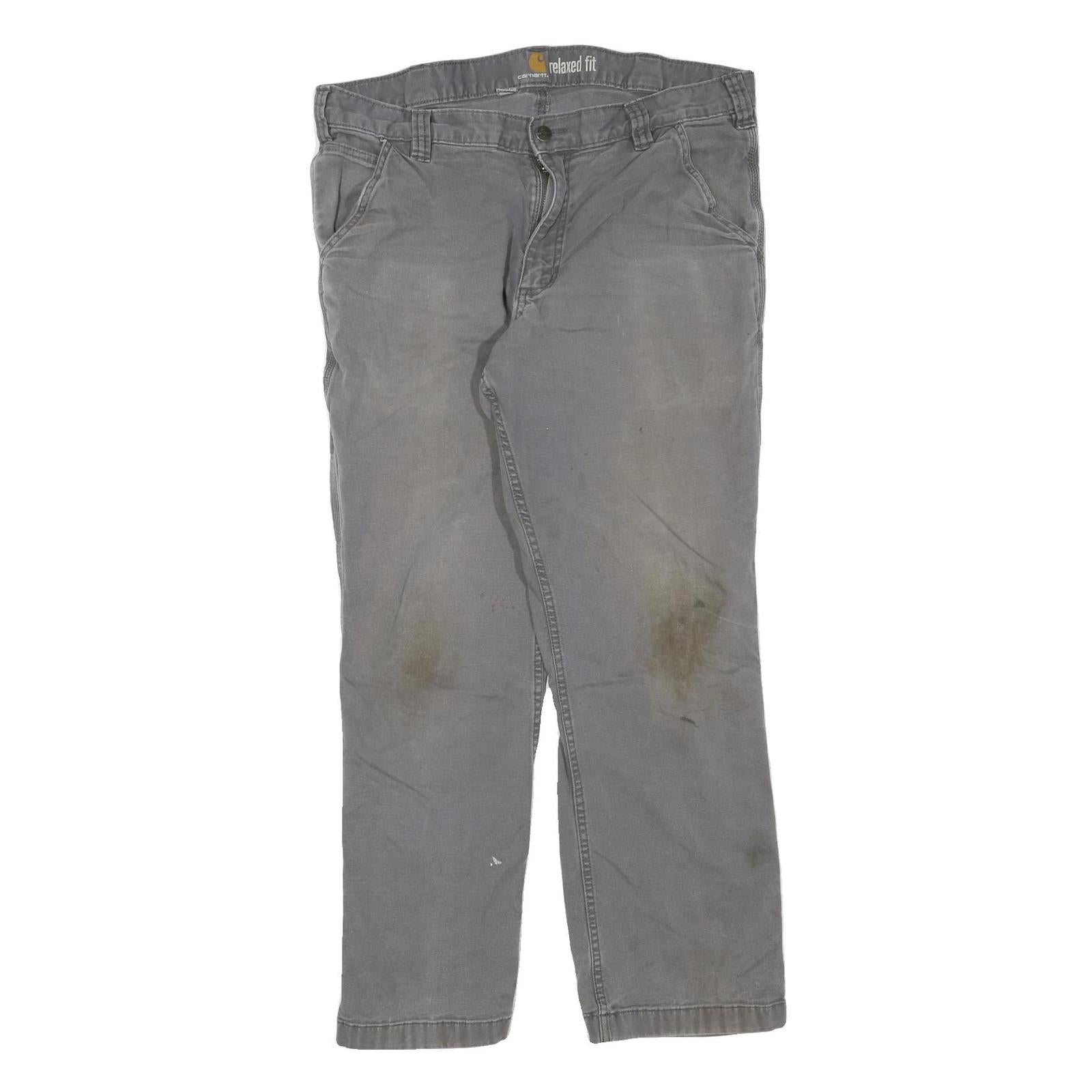 CARHARTT Mens Cotton Blend Grey Regular Straight Trousers W36 L30 Workwear Zip Refurbished - N/A refurbished available on Cerqular