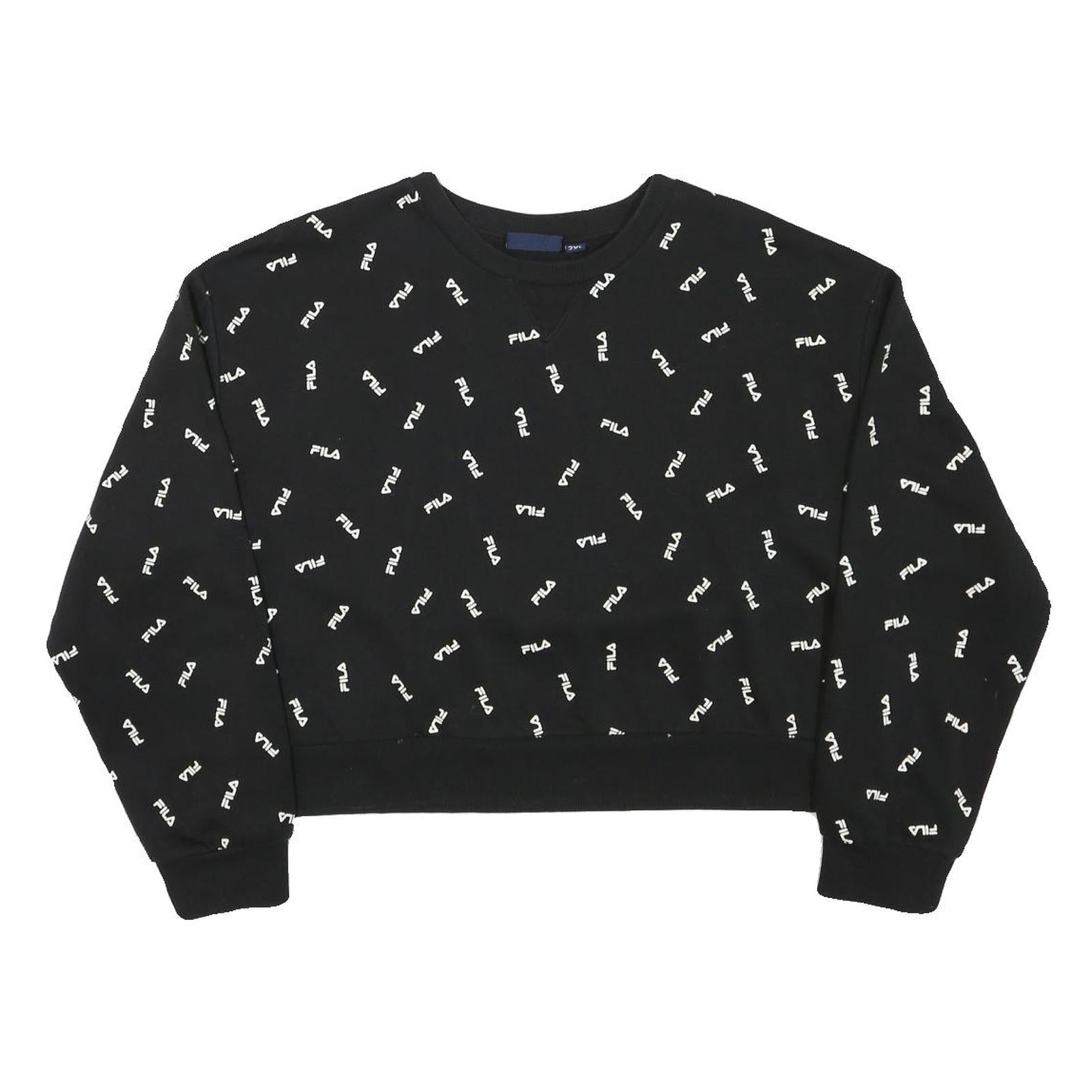 FILA Womens Black Crew Neck 2XL Cotton Blend Sweatshirt Logo Print Refurbished - N/A refurbished available on Cerqular