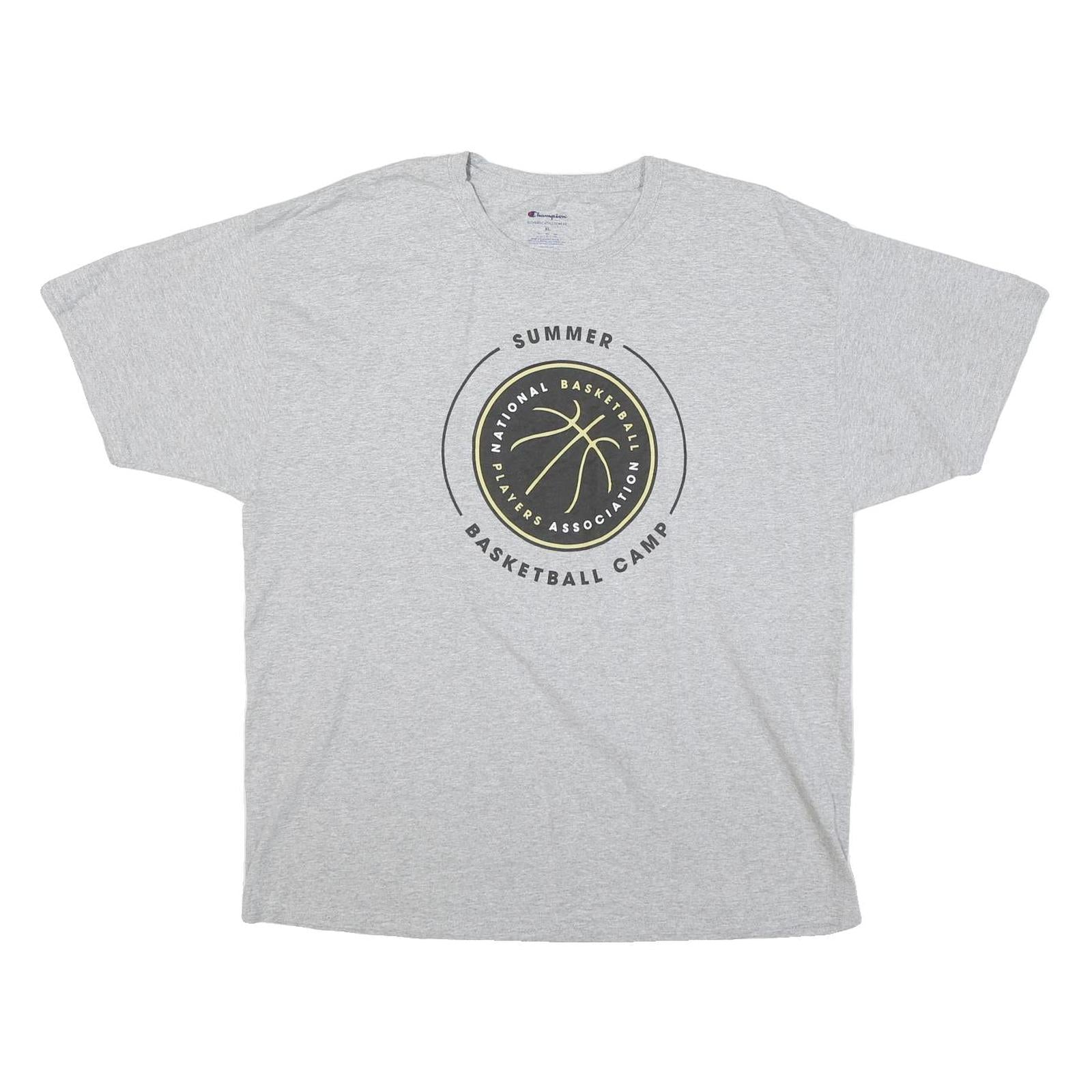 CHAMPION Mens Grey Summer Basketball Camp Graphic T-Shirt XL Short Sleeve Crew Refurbished - N/A refurbished available on Cerqular