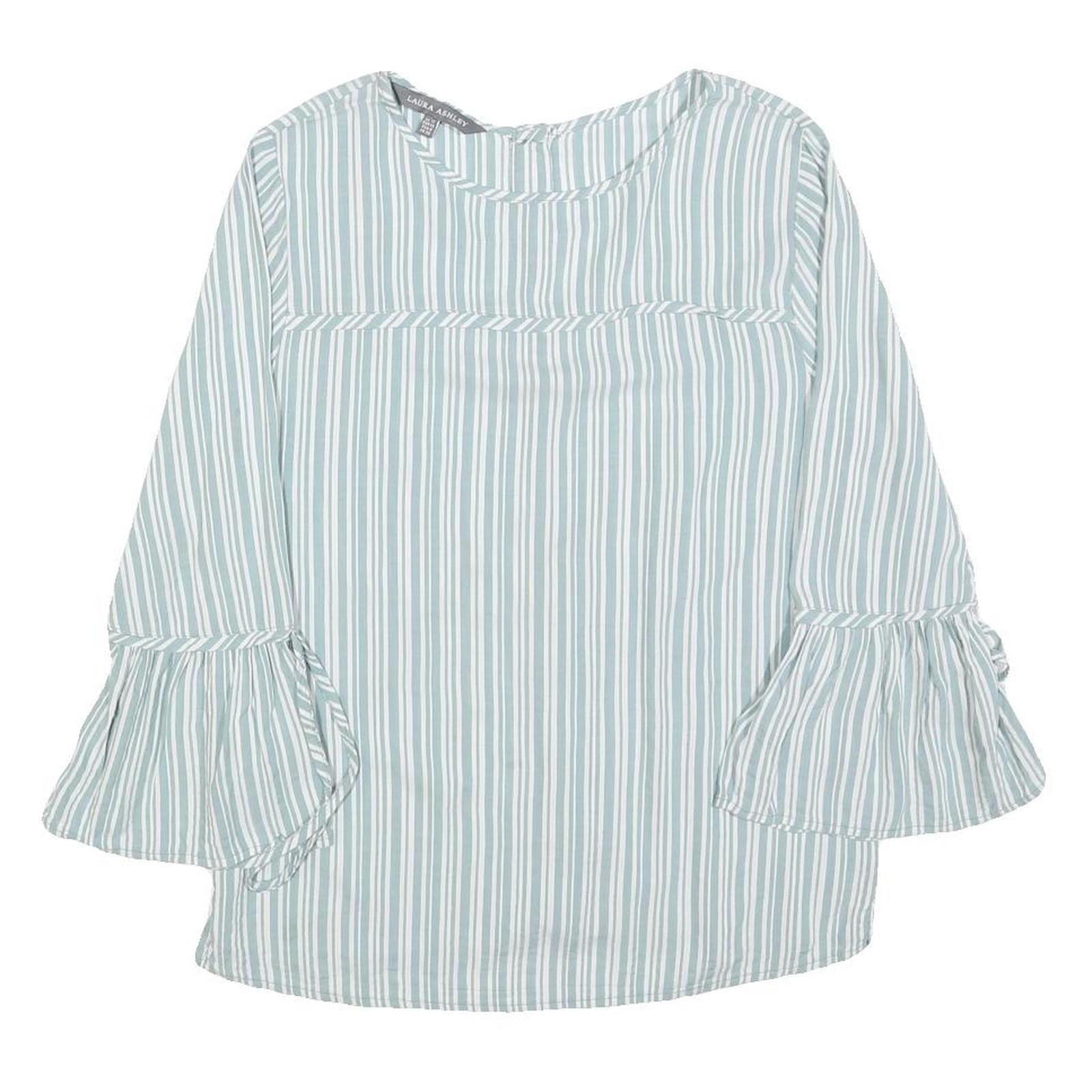 LAURA ASHLEY Womens Blue & White Striped Blouse 3/4 Sleeve Round Neck UK 20 Refurbished - N/A refurbished available on Cerqular