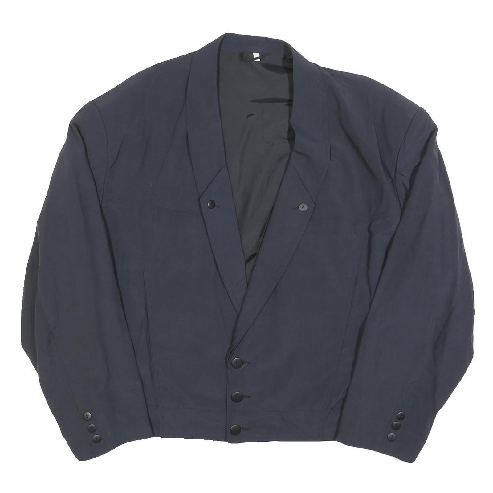 MANHATTEN CLUB Mens Navy Button Jacket M Polyester Blend Plain Classic Refurbished - N/A refurbished available on Cerqular