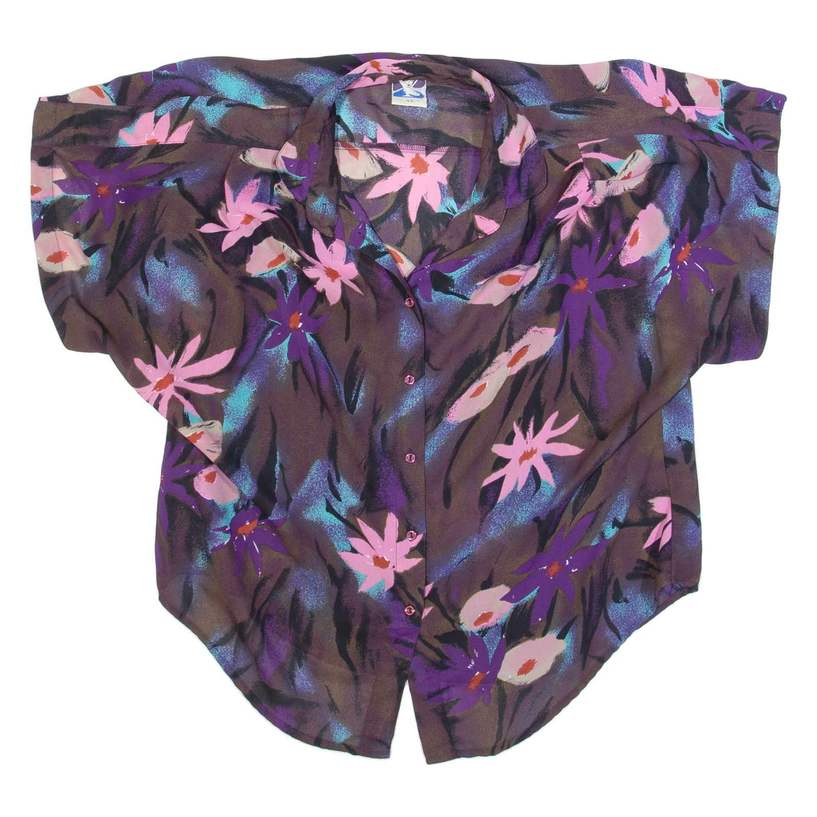 YESSICA Womens Printed Blouse Brown Collared Floral L Refurbished - N/A refurbished available on Cerqular