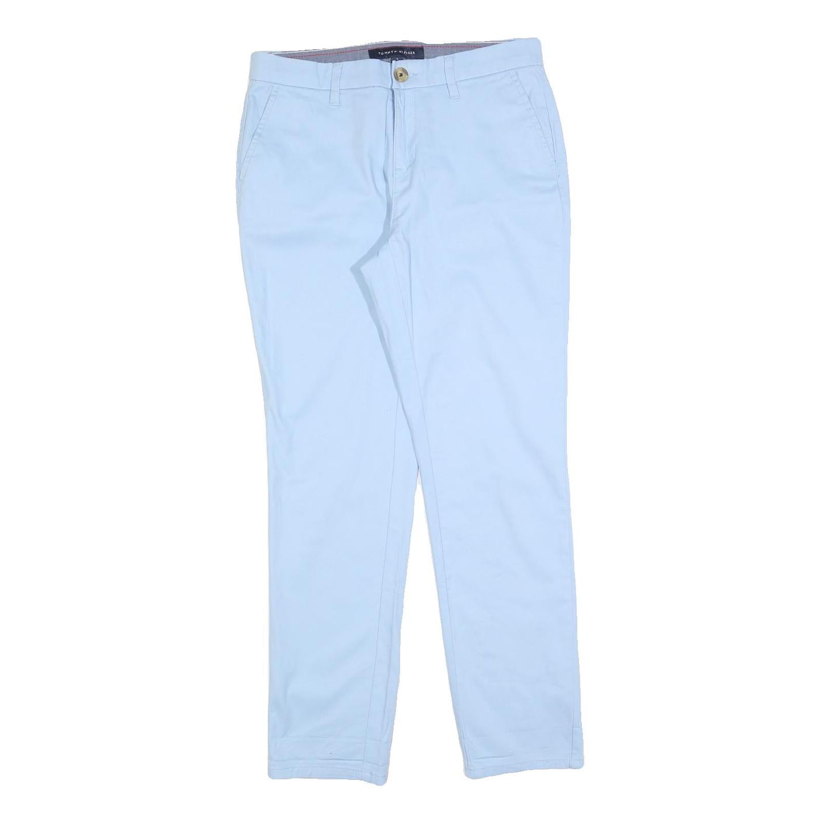 TOMMY HILFIGER Womens Cotton Blend Blue Slim Straight Trousers W30 L29 Casual Refurbished - N/A refurbished available on Cerqular