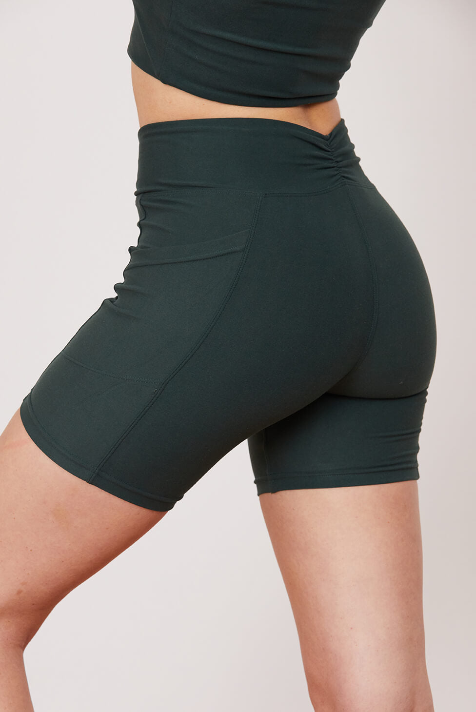 Thyme Midi Bike Short | Size: M | Color: Thyme | Style: Ruching Refurbished - N/A (Note: There is a clothing brand called "Wolven refurbished available on Cerqular