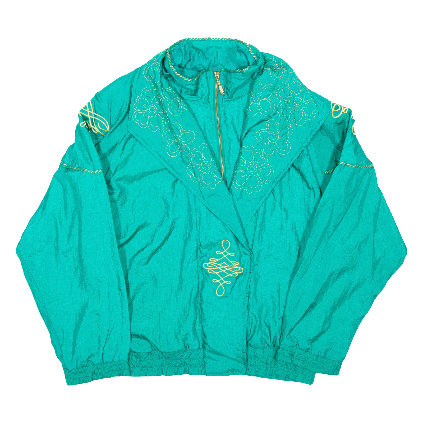 LAVON Womens Shell Jacket Green Nylon Floral XL Refurbished - N/A refurbished available on Cerqular